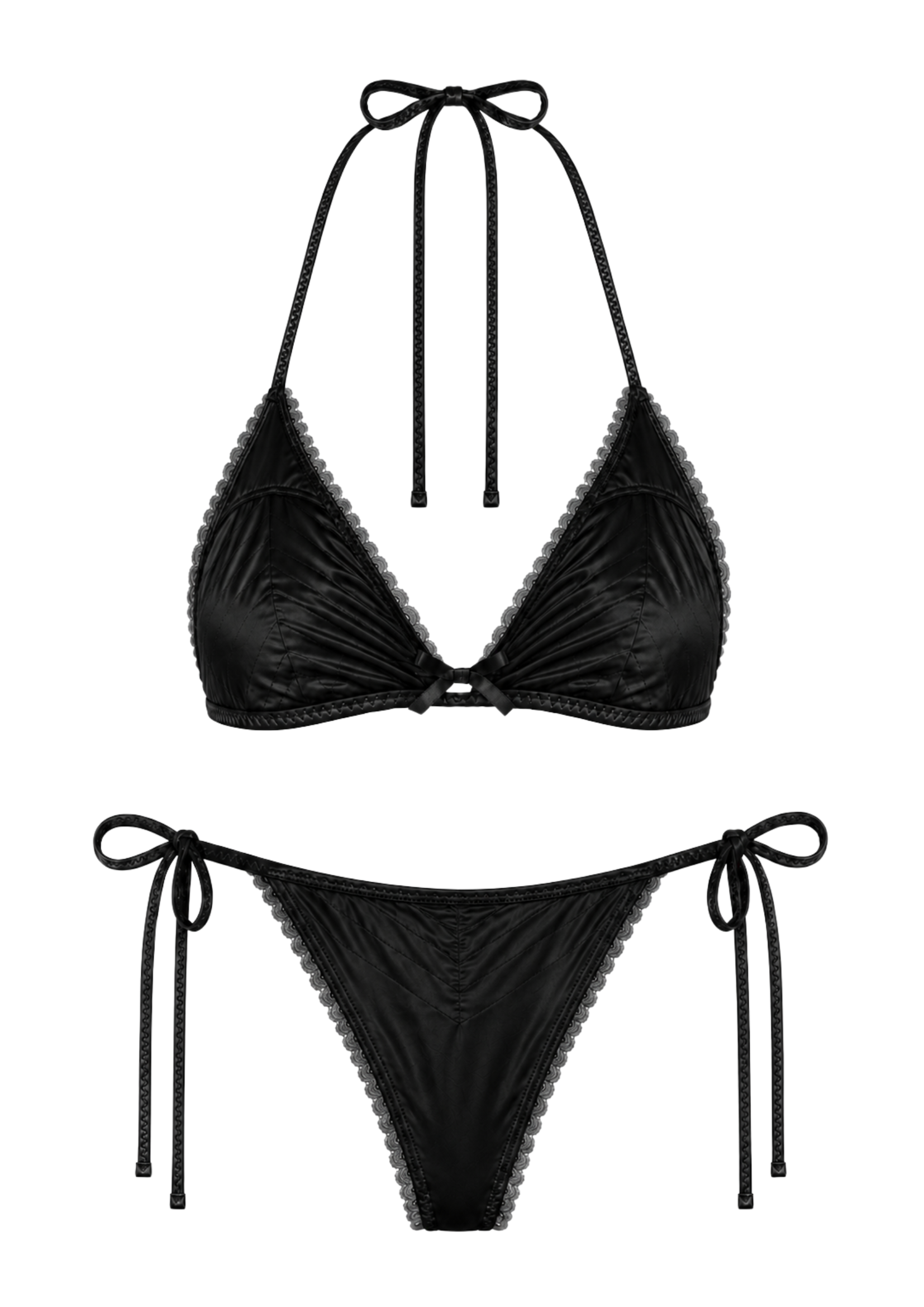 THE SATIN BOW BIKINI IN BLACK