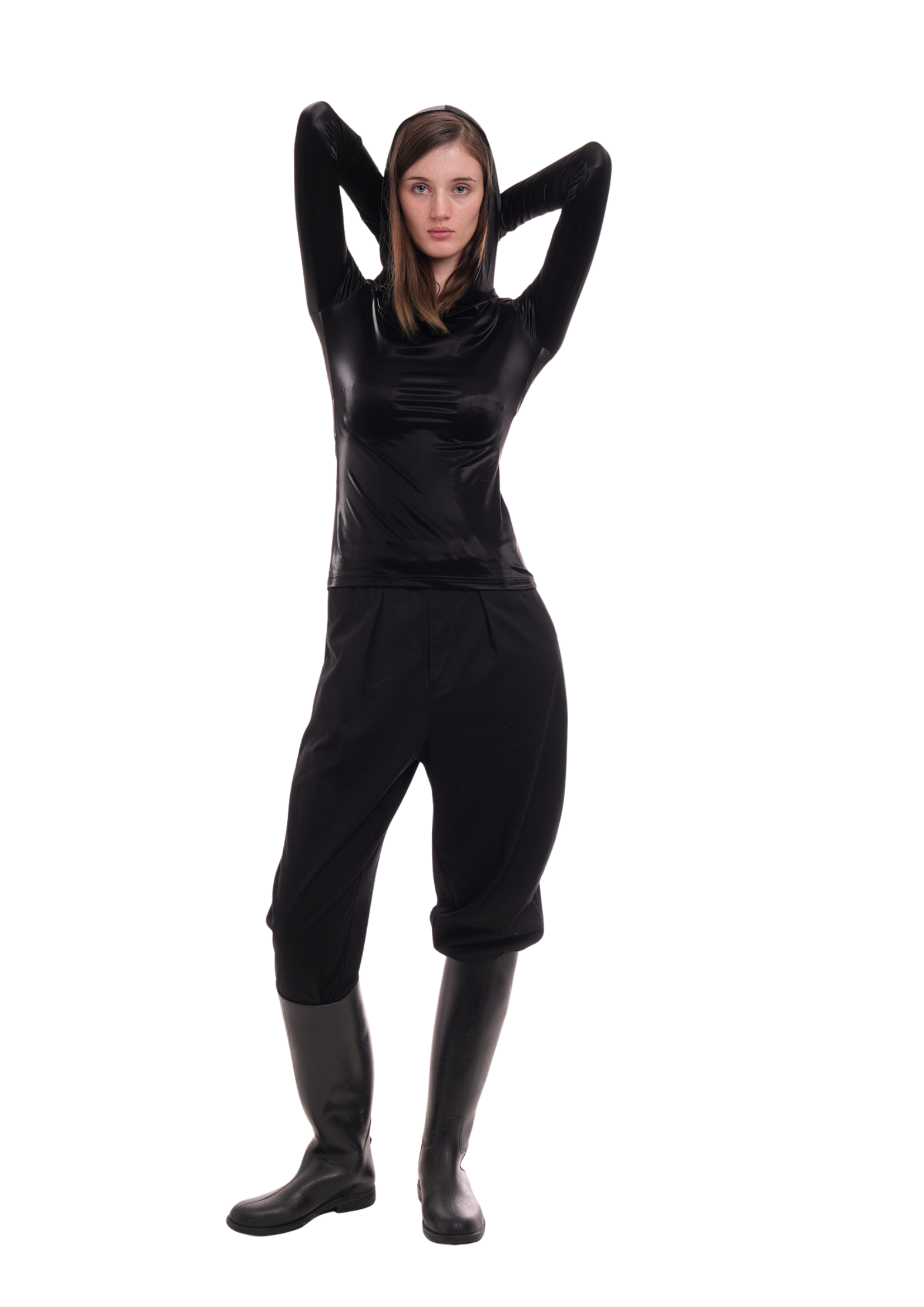 BELLA TOP IN BLACK GLOSS