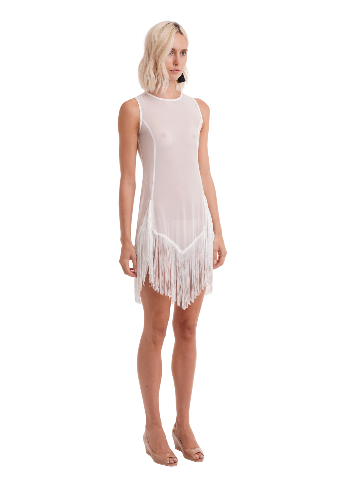THE ROMY FRINGE DRESS IN WHITE