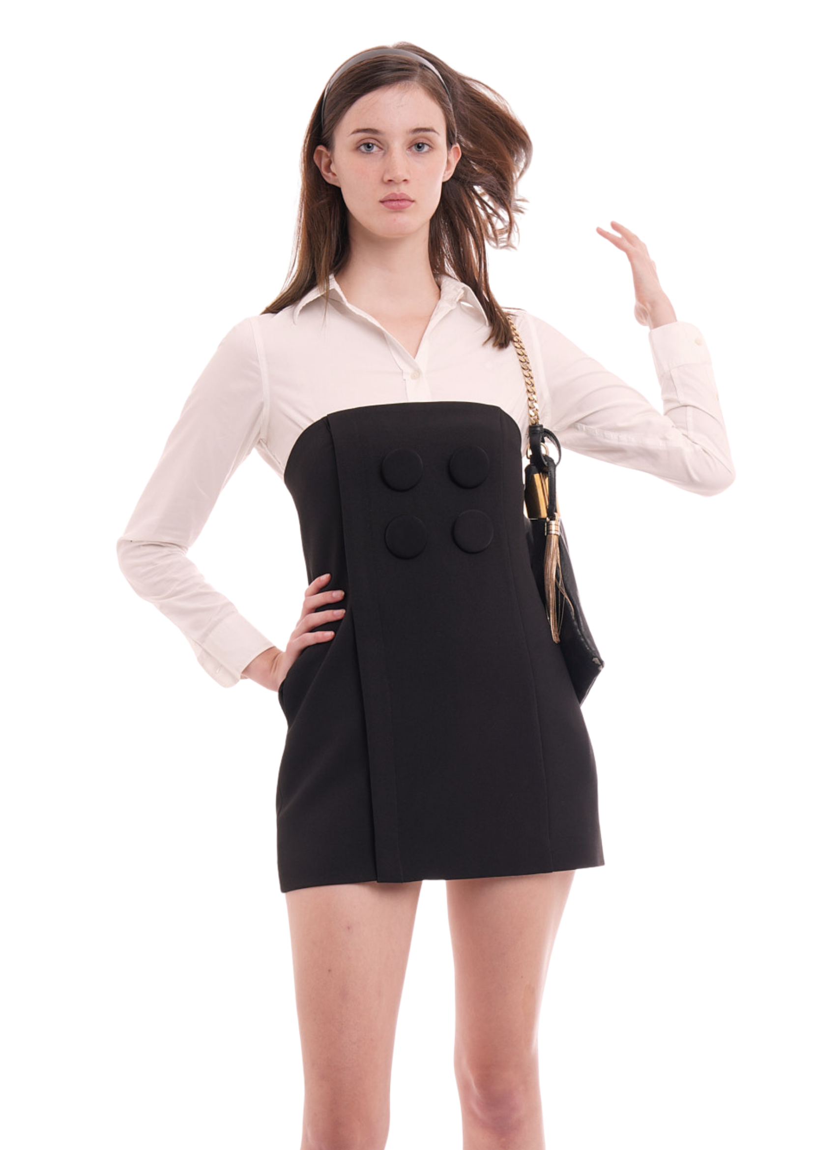 WRAP BUTTON UP DRESS IN BLACK