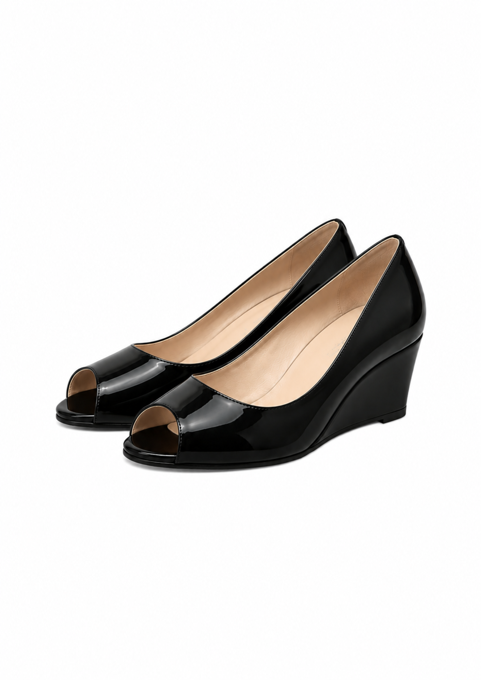 OPEN TOE MULE WEDGE IN BLACK