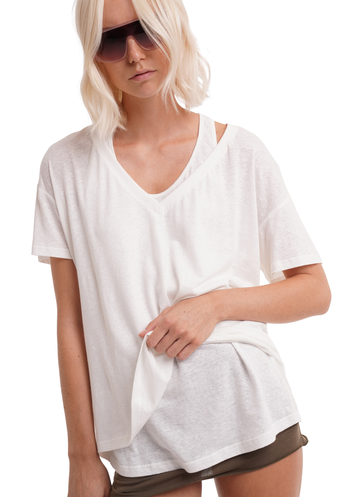 MARIUS DOUBLE LAYERED TEE IN WHITE