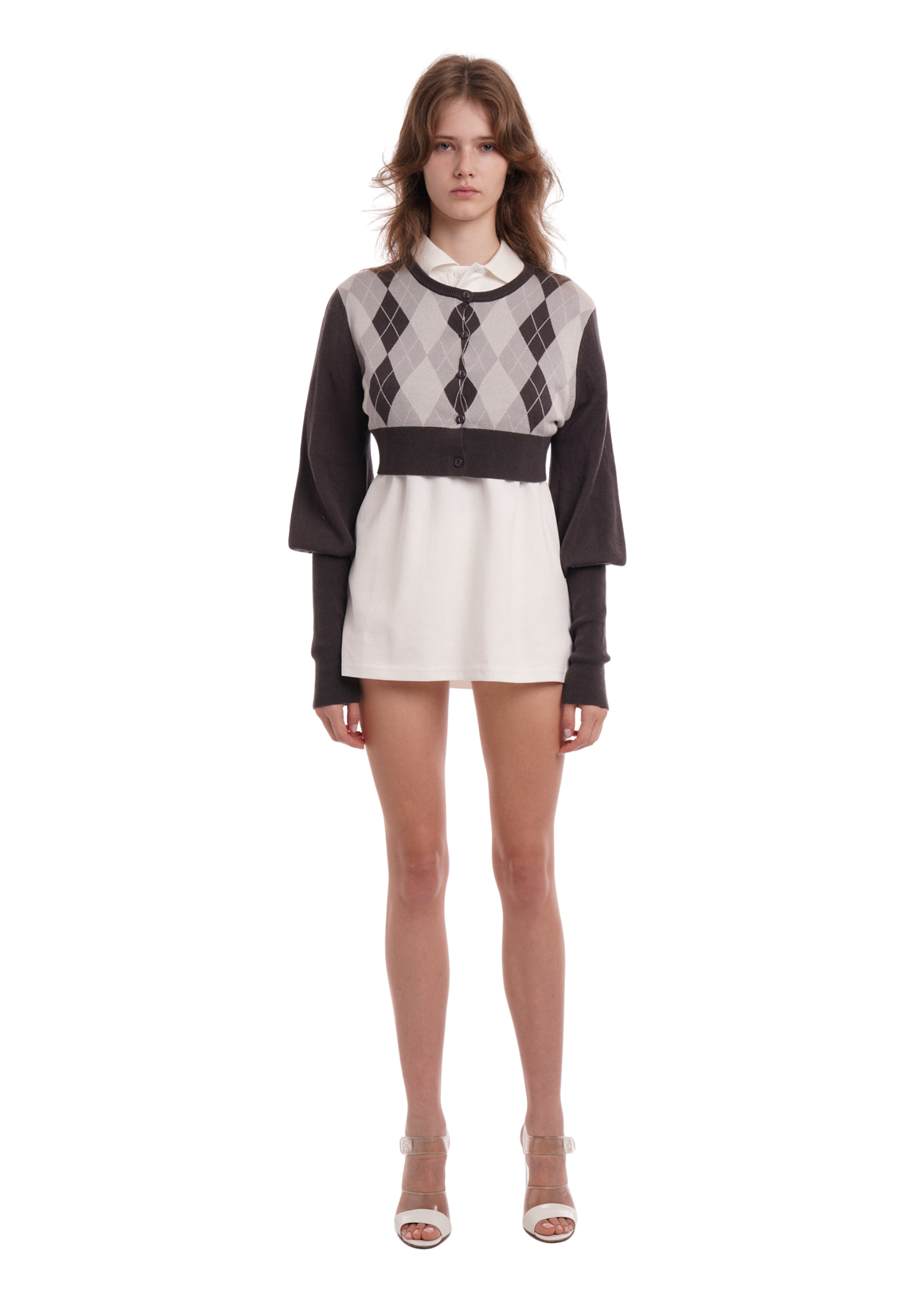 THE BUBBLE CARDI IN GREY ARGYLE