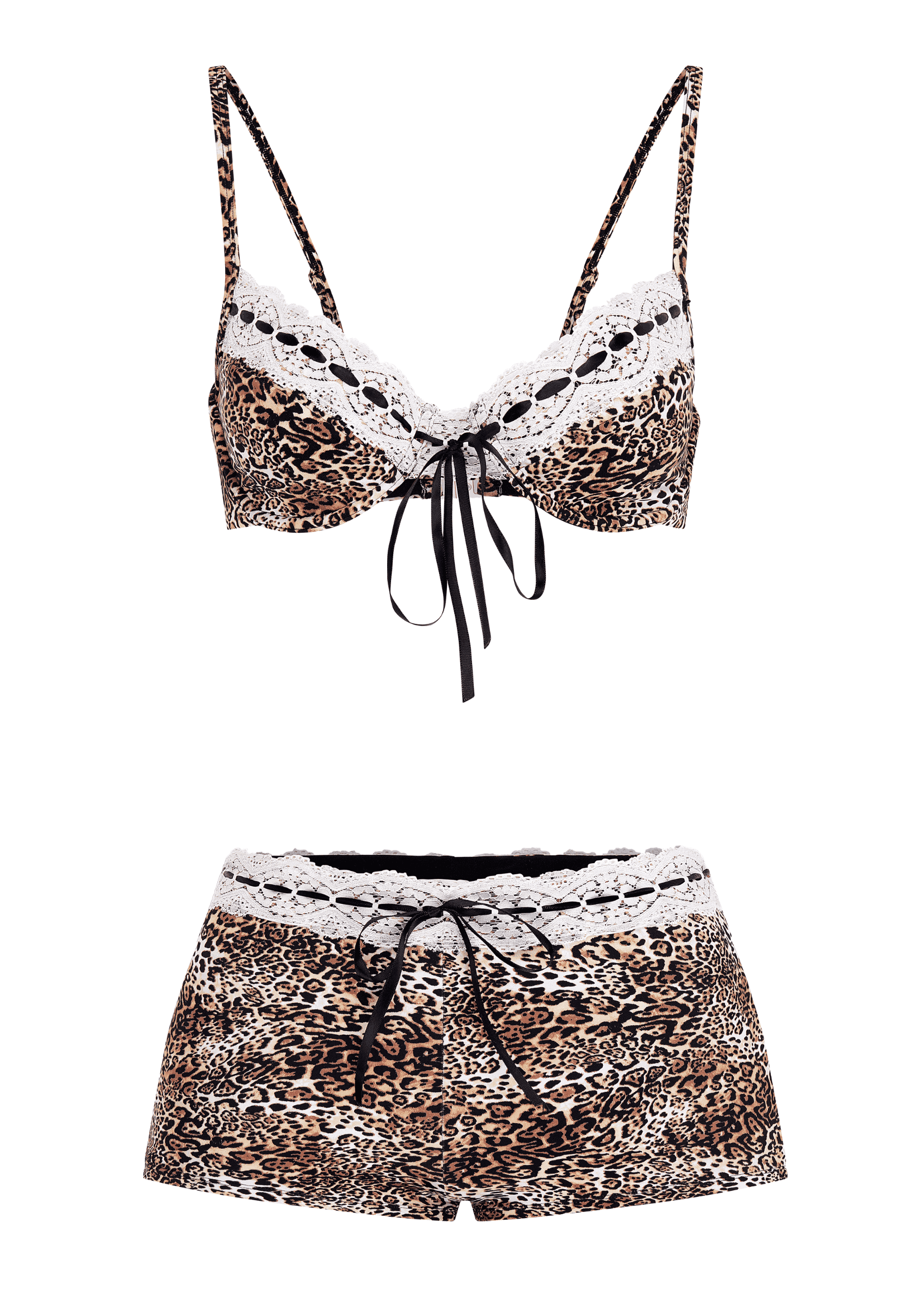LINGERIE BIKINI AND BOOTY SHORTS IN LEOPARD PRINT