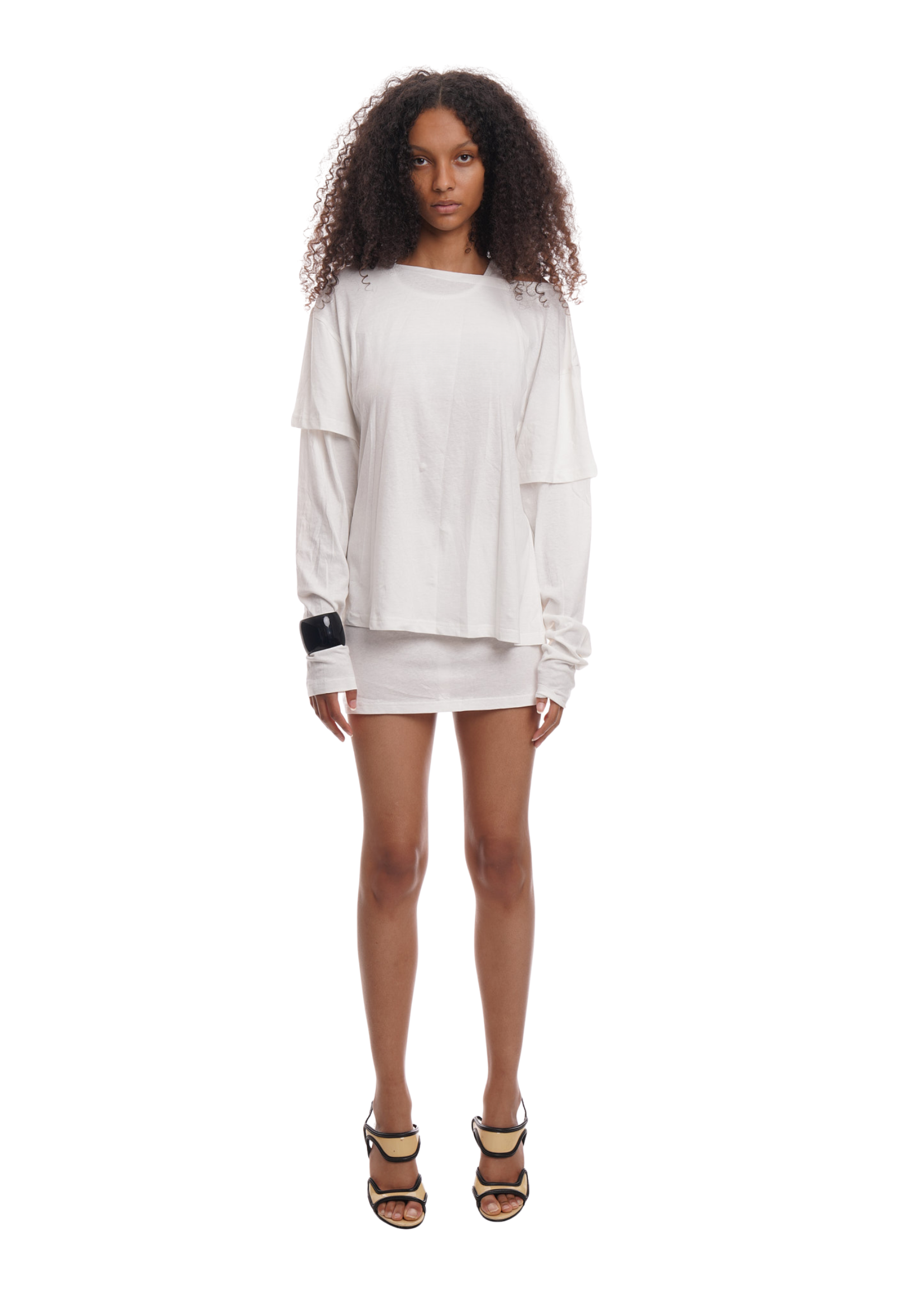 DOUBLE LAYER T-SHIRT DRESS IN WHITE DOUBLE LAYER T-SHIRT DRESS IN WHITE