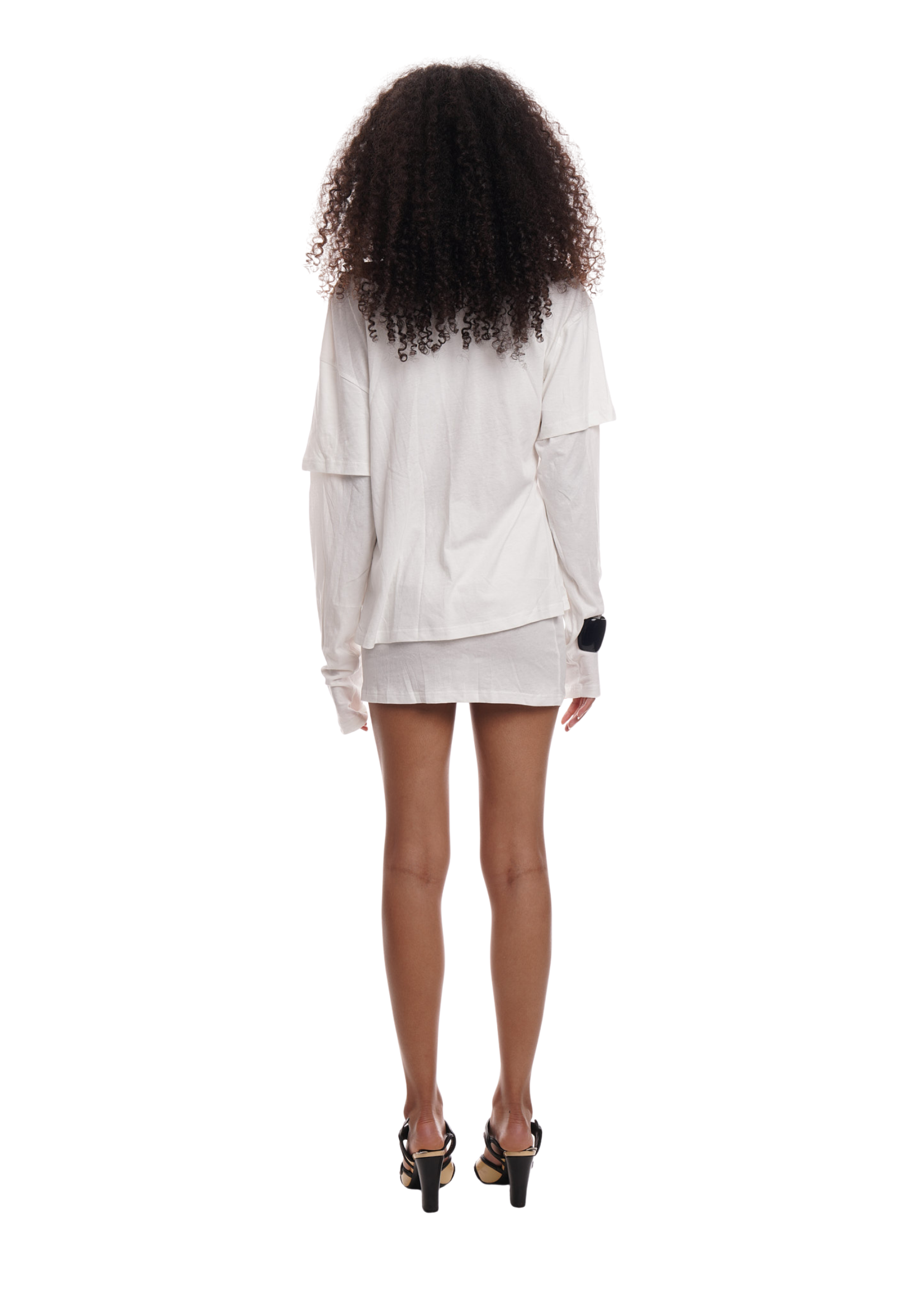 DOUBLE LAYER T-SHIRT DRESS IN WHITE