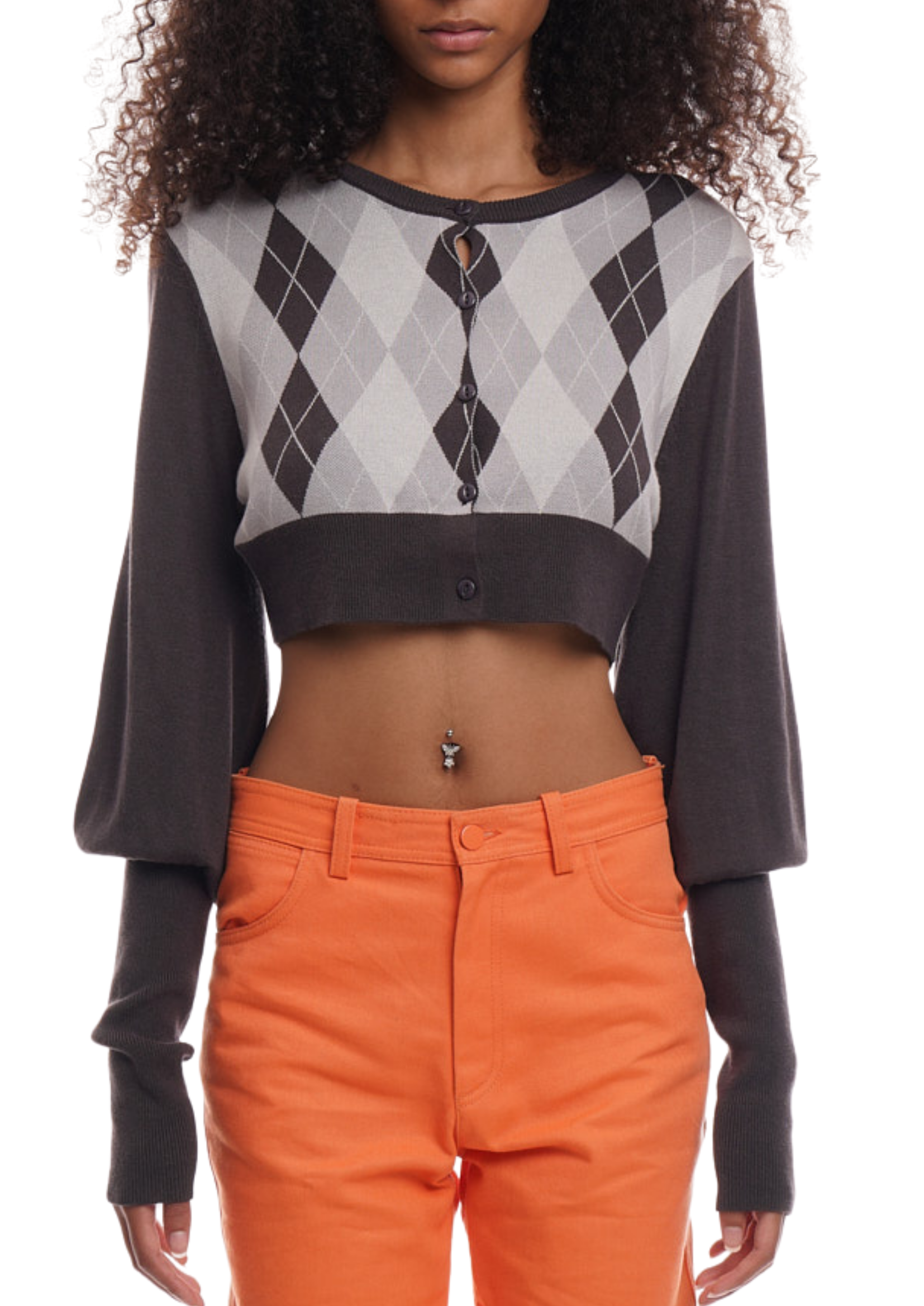 THE BUBBLE CARDI IN GREY ARGYLE