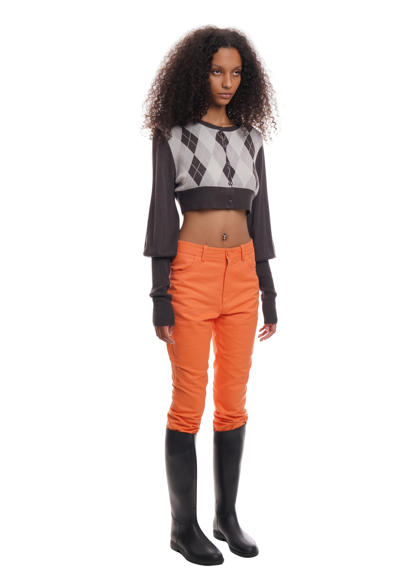 THE BUBBLE CARDI IN GREY ARGYLE
