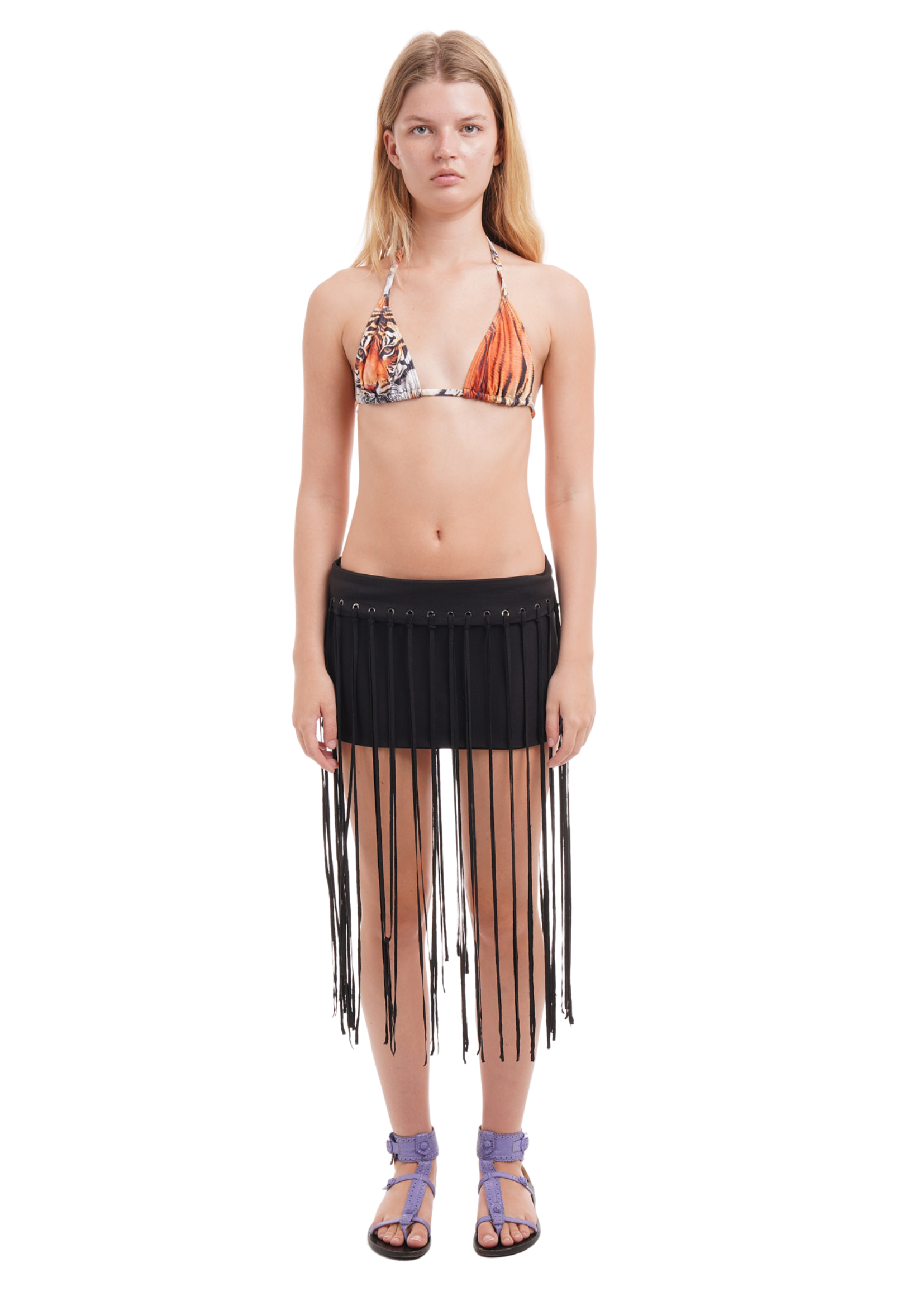FRINGE SWIM SKIRT IN BLACK