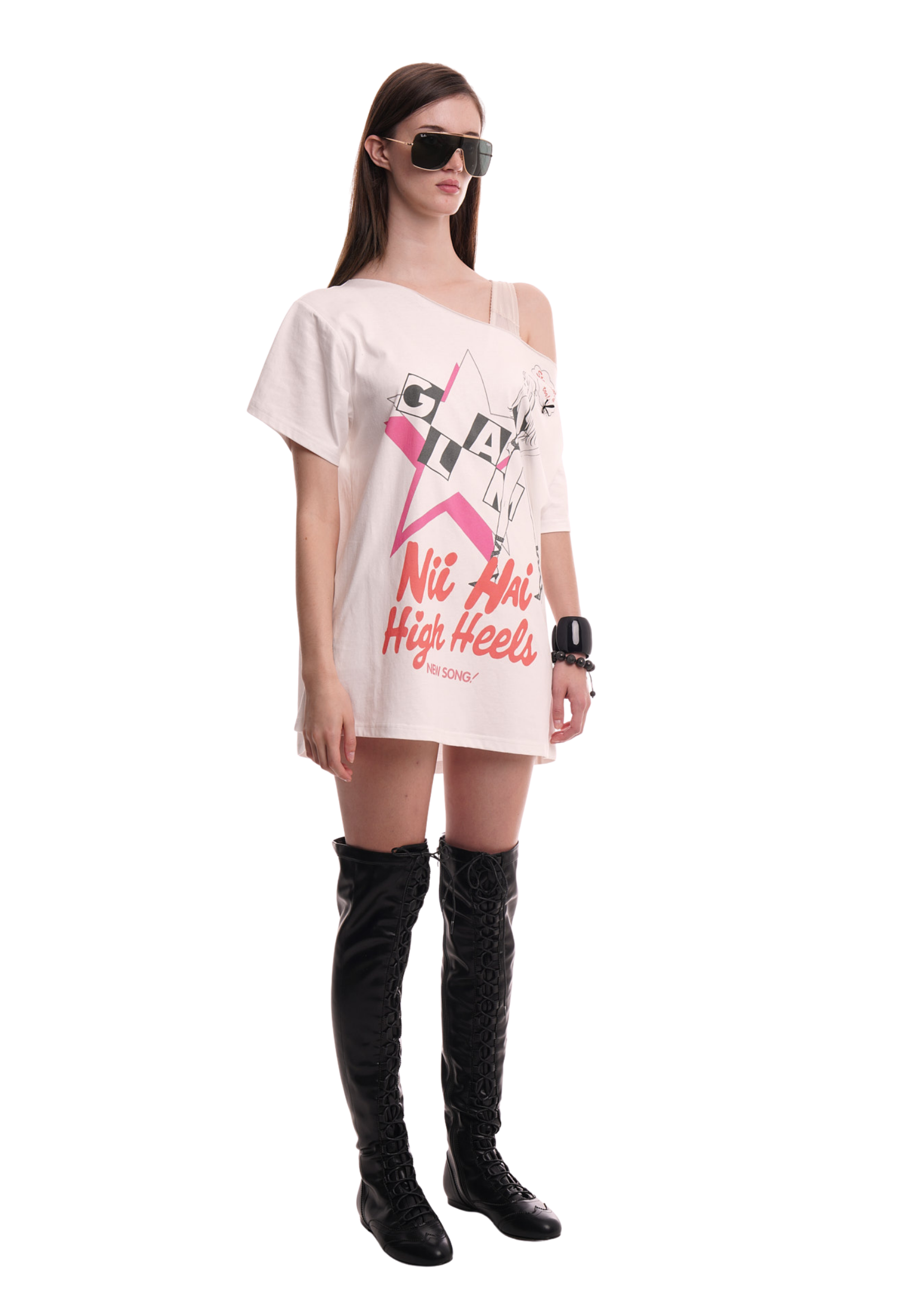 DUBS TEE IN WHITE & PINK