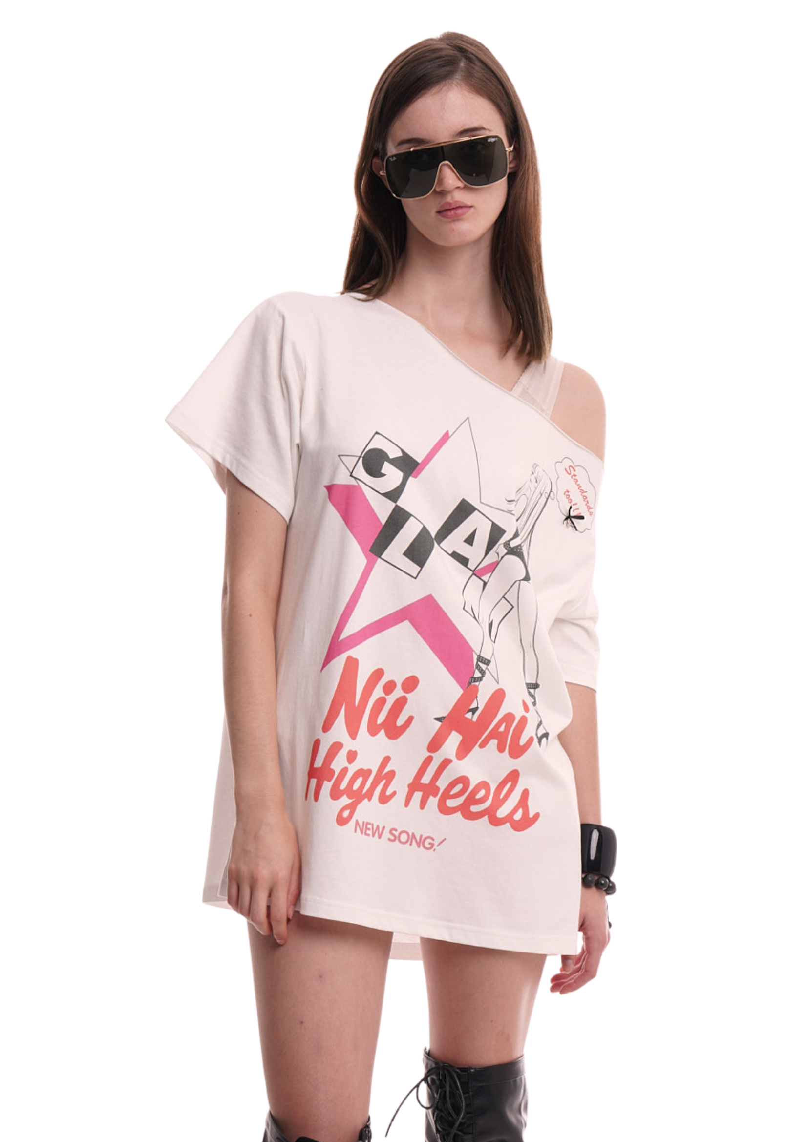 DUBS TEE IN WHITE & PINK