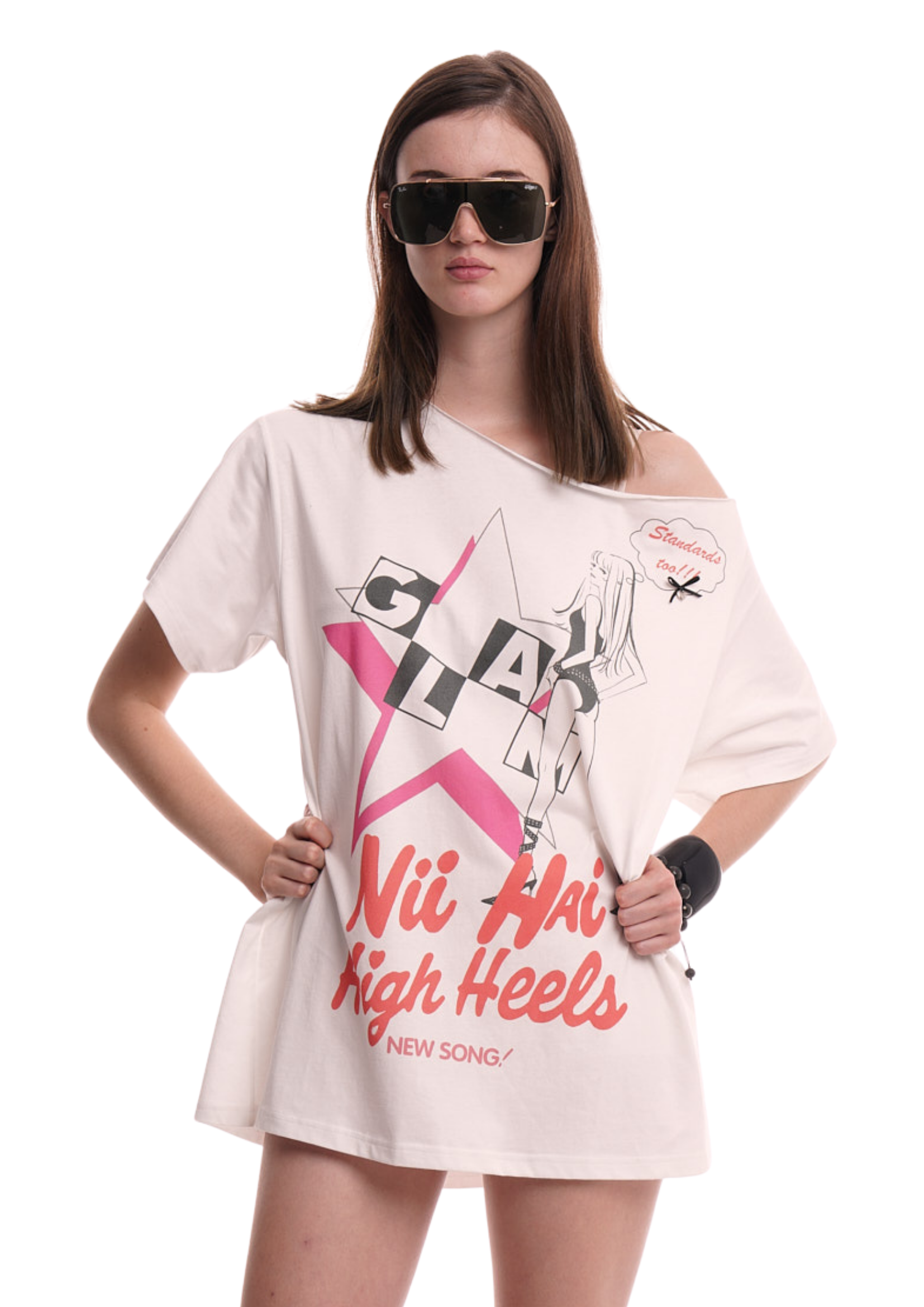 DUBS TEE IN WHITE & PINK