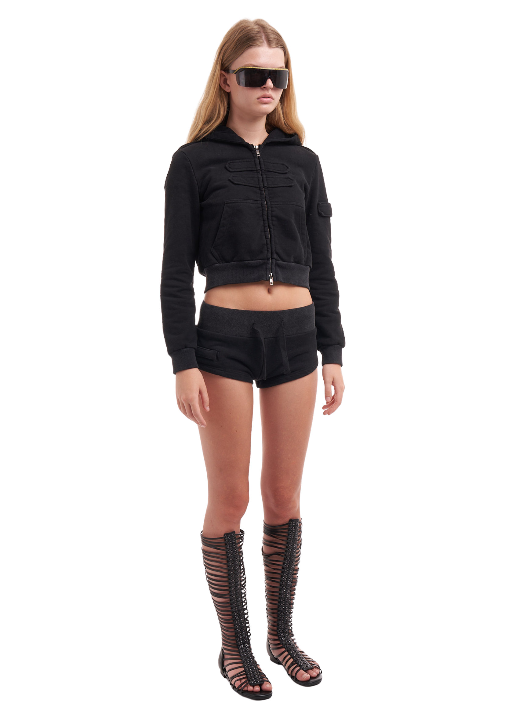 UTILITY BOOTY SHORTS IN BLACK