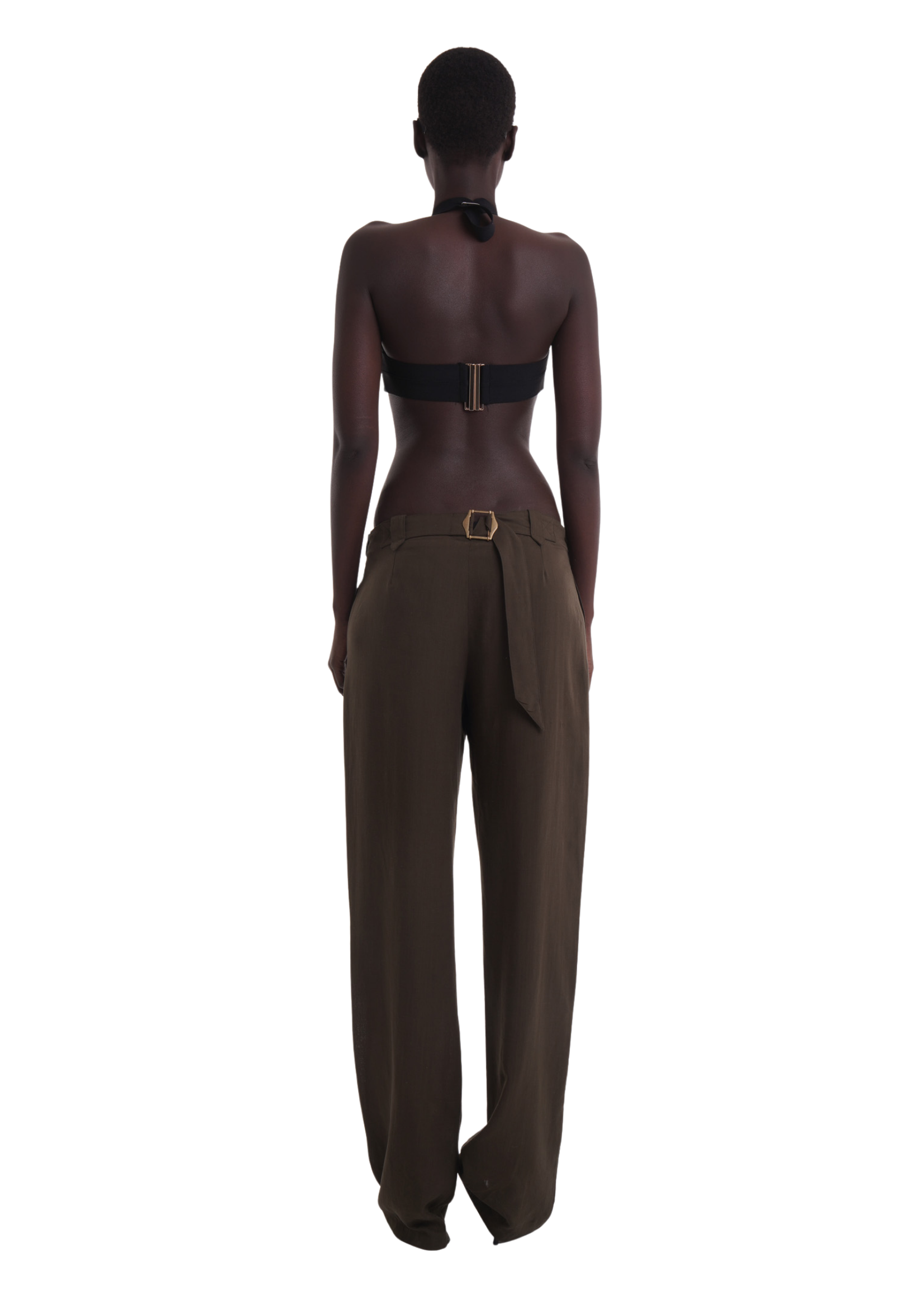 BELTED TROUSERS IN KHAKI