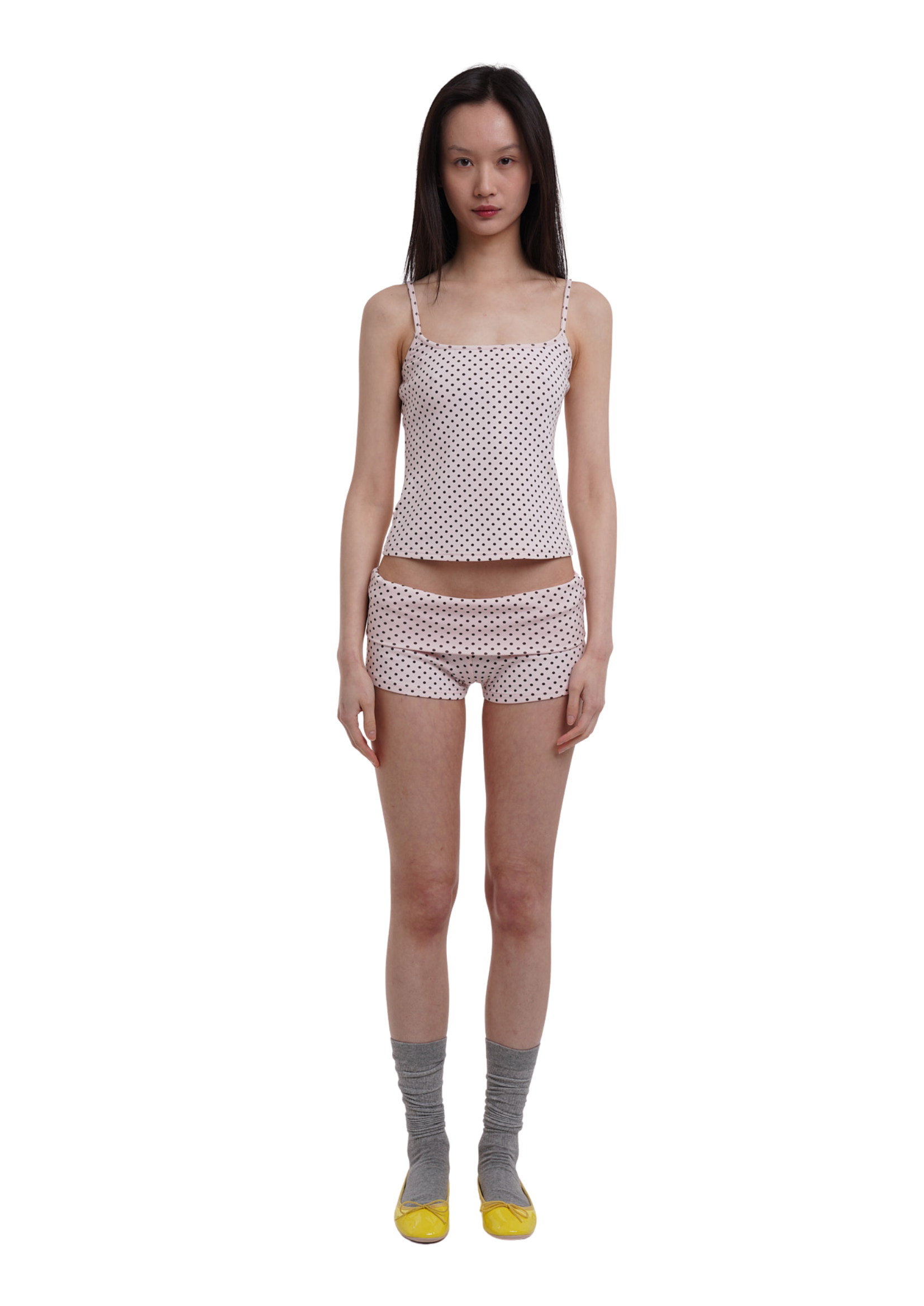 BOOTY SHORTS IN PINK POLKA