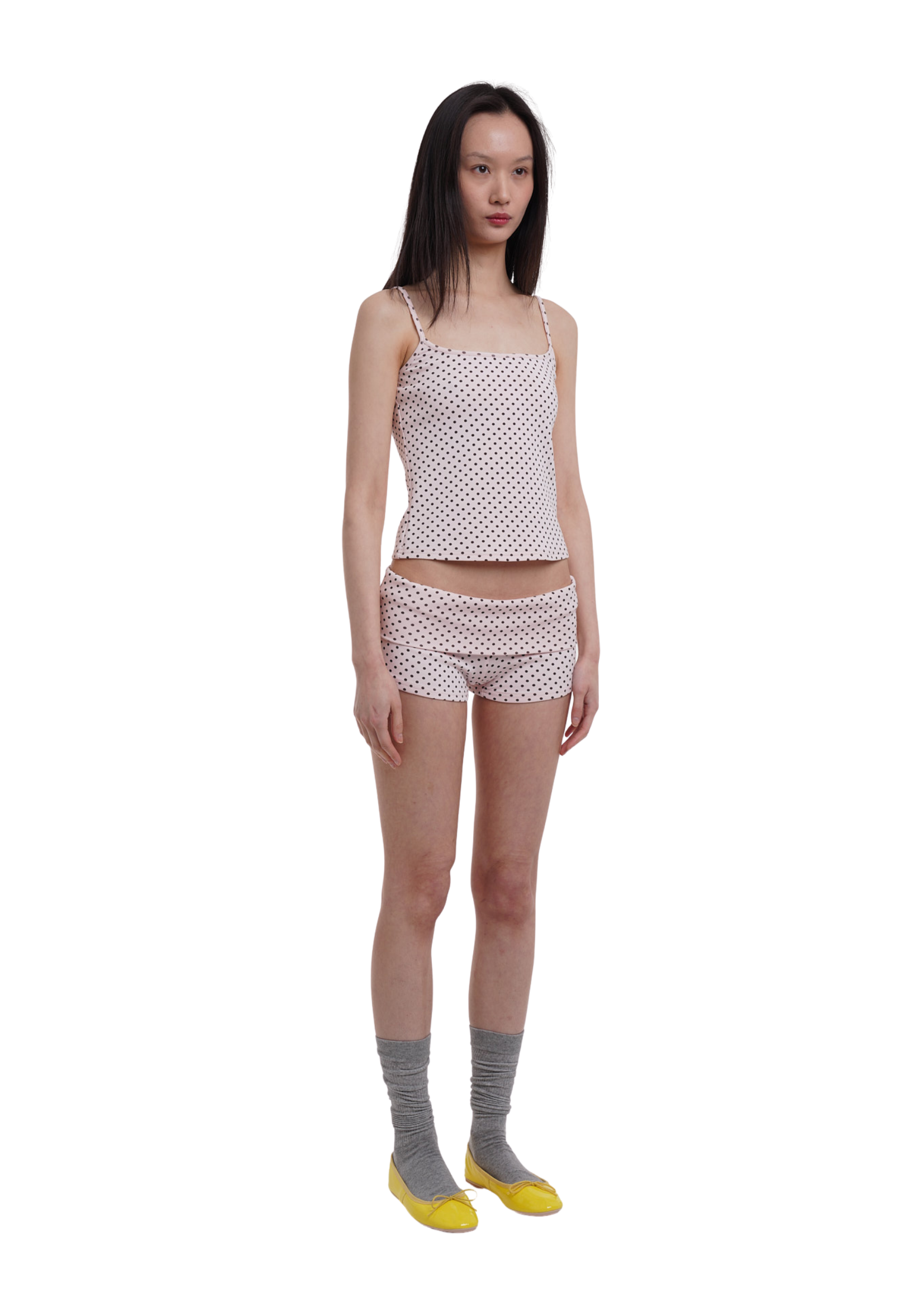 BOOTY SHORTS IN PINK POLKA