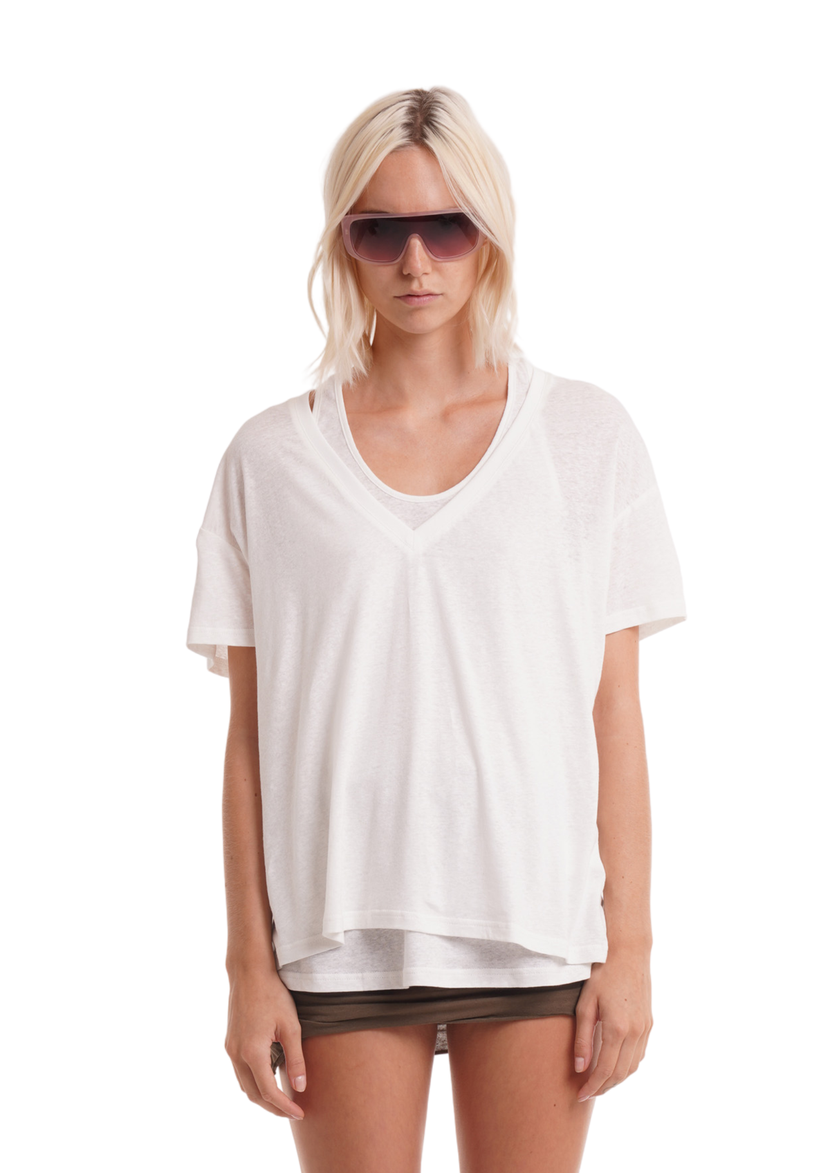 MARIUS DOUBLE LAYERED TEE IN WHITE