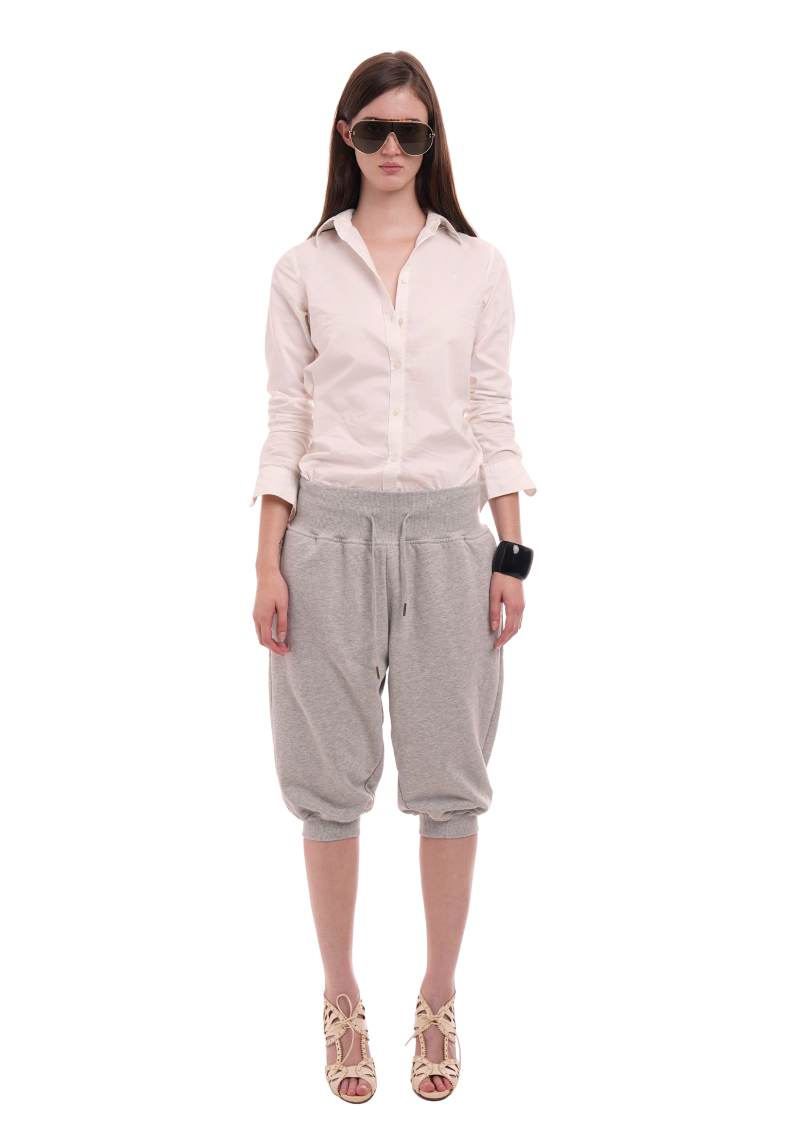 grey dress capris Miluxas Capri Pants for Women Wide Leg Yoga Dress Capris with Pockets Cross Loose Casual Work Crop Pants Dark Gray 4(S)