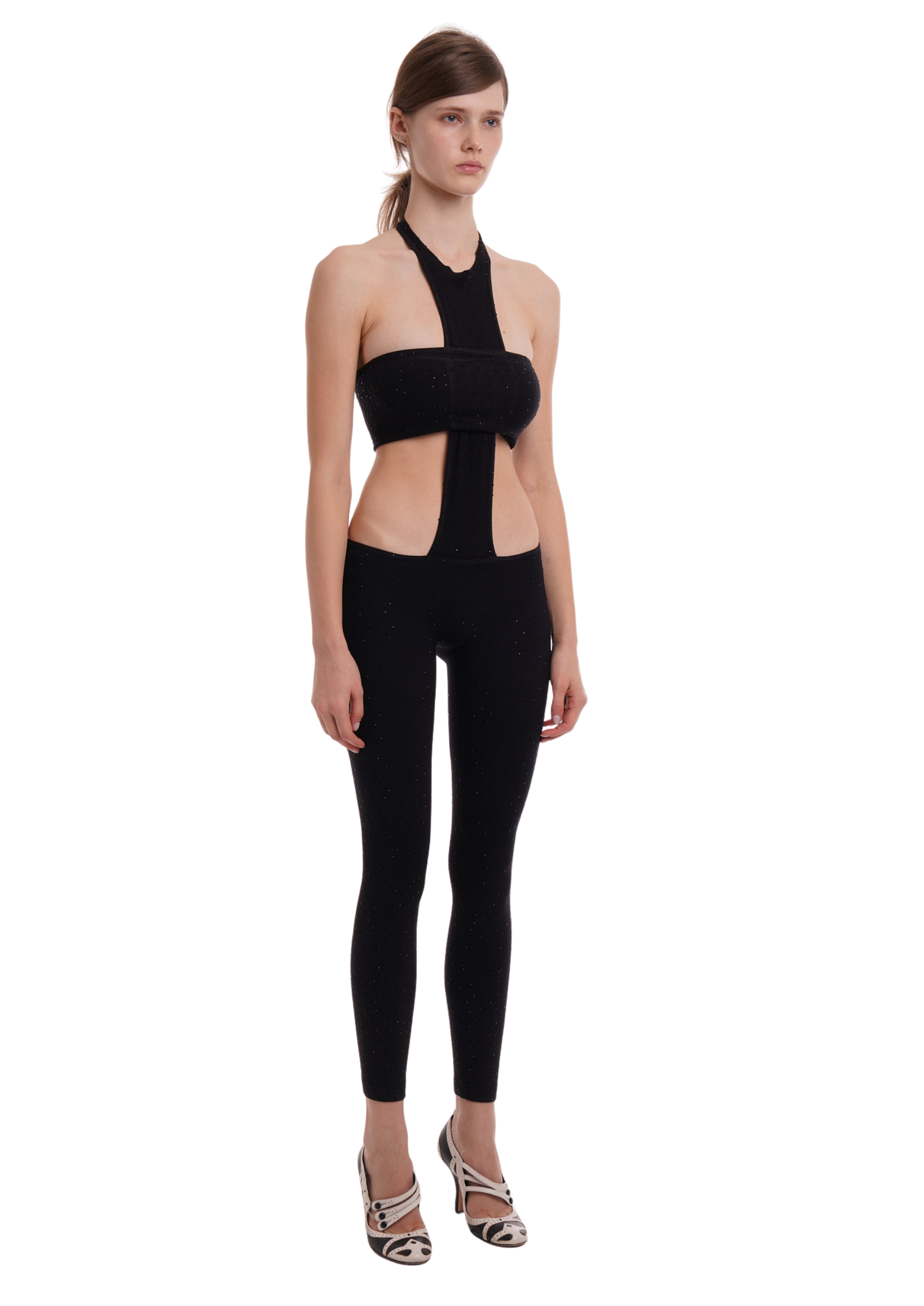 THE CROSS JUMPSUIT IN BLACK WITH RHINESTONES