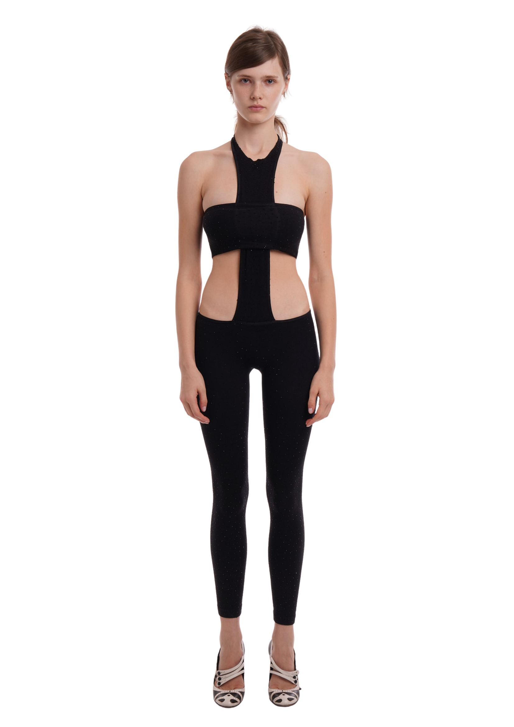 THE CROSS JUMPSUIT IN BLACK WITH RHINESTONES