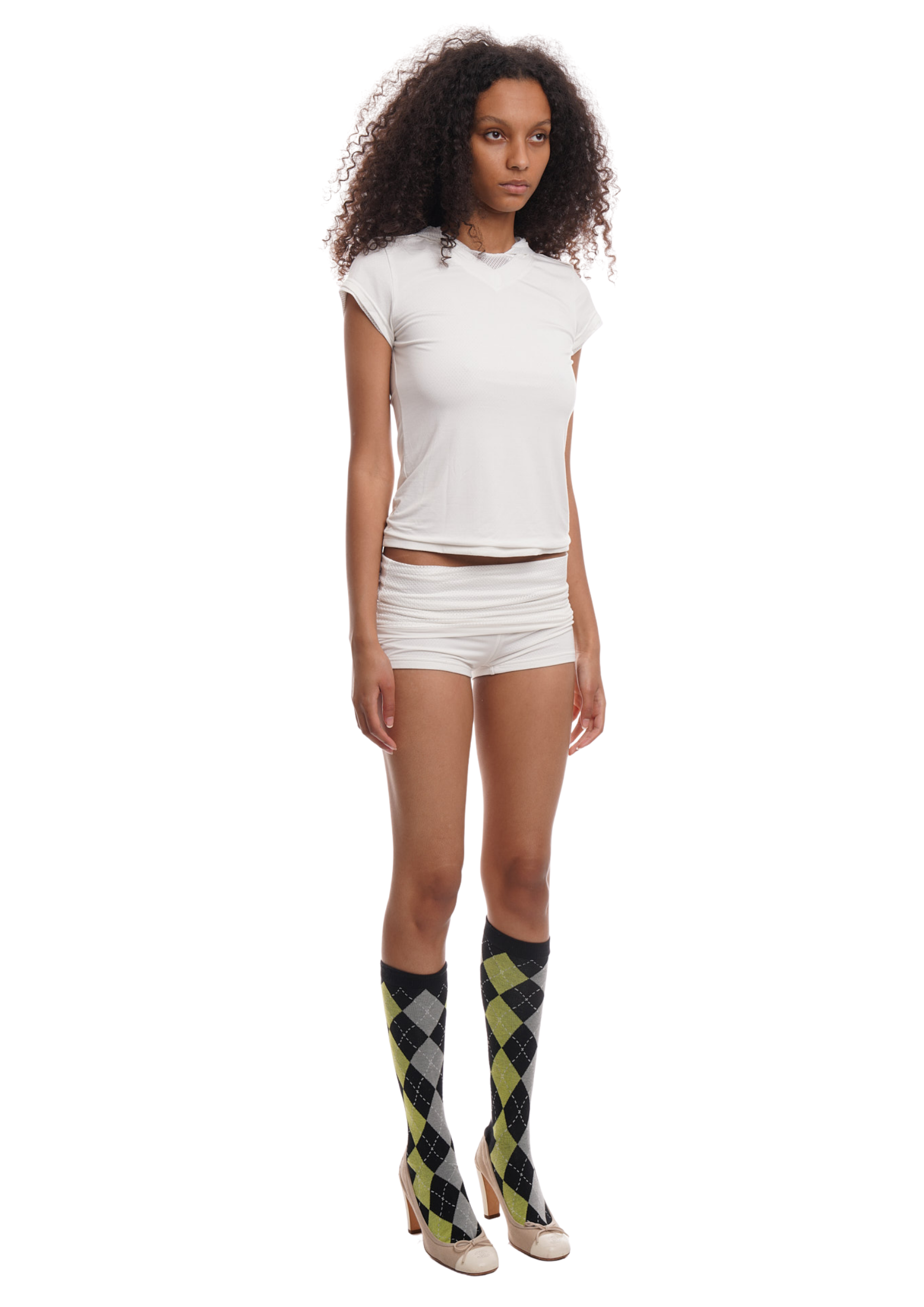 COMBAT BABY TEE IN WHITE