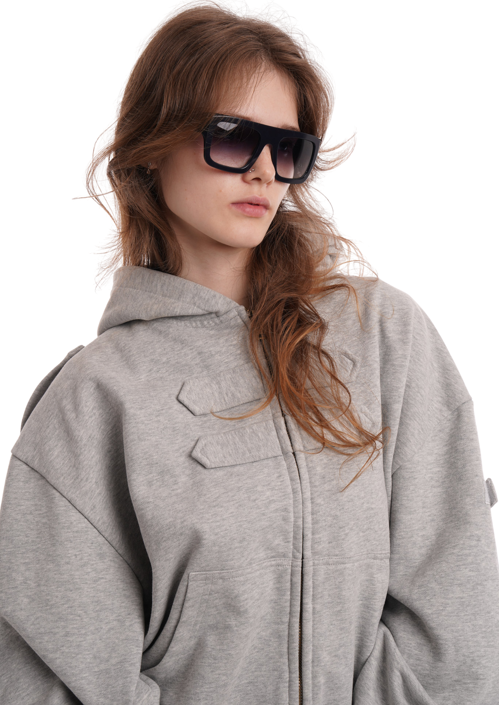 COVER HOODIE IN GREY MARL
