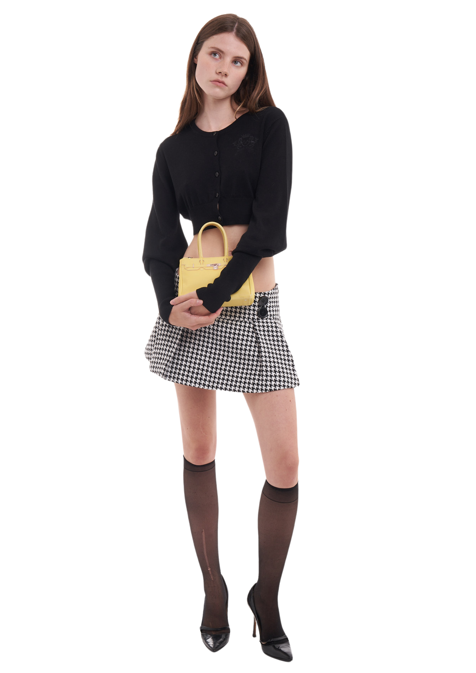 PLEATED SKIRT IN HOUNDSTOOTH