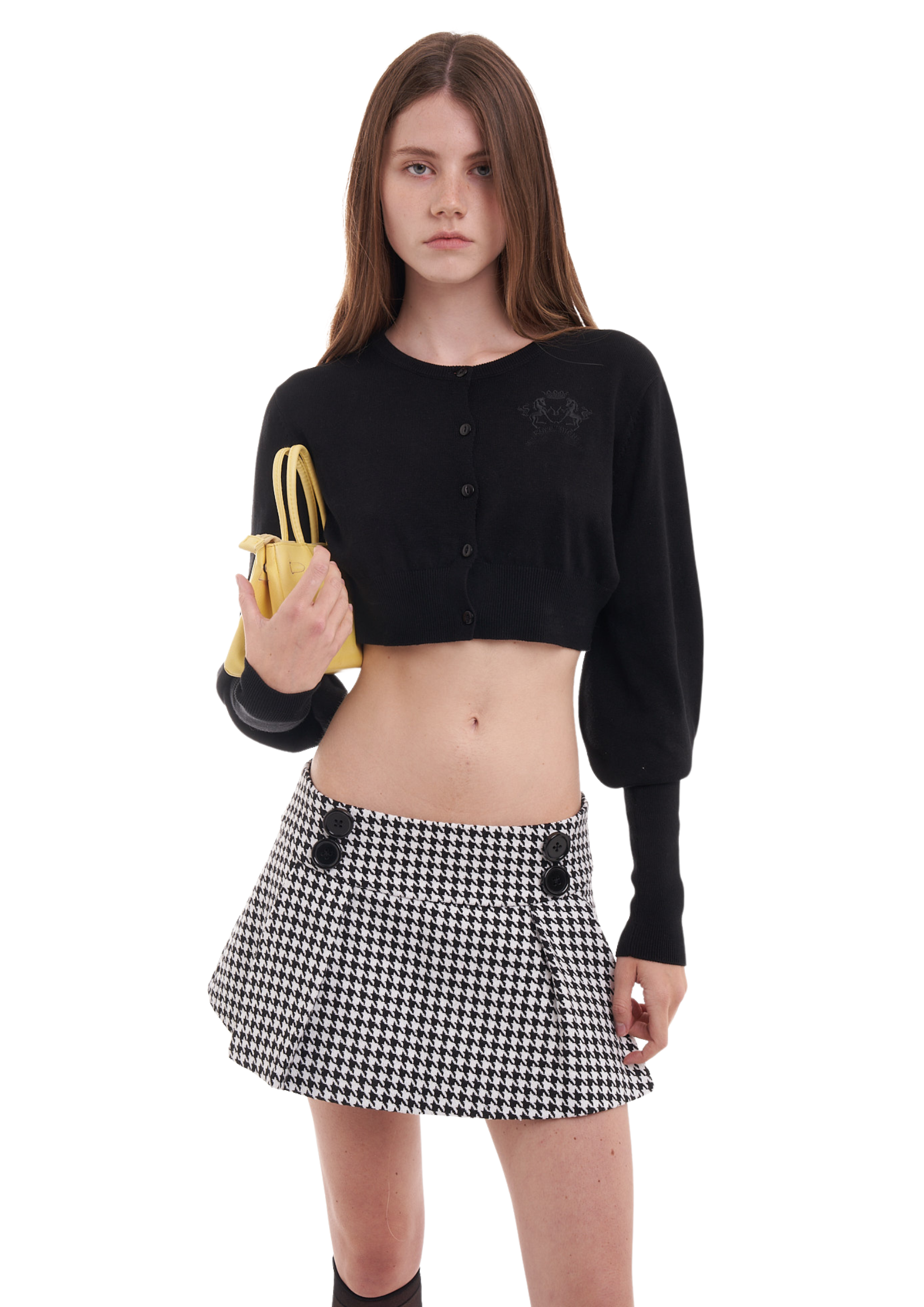 PLEATED SKIRT IN HOUNDSTOOTH
