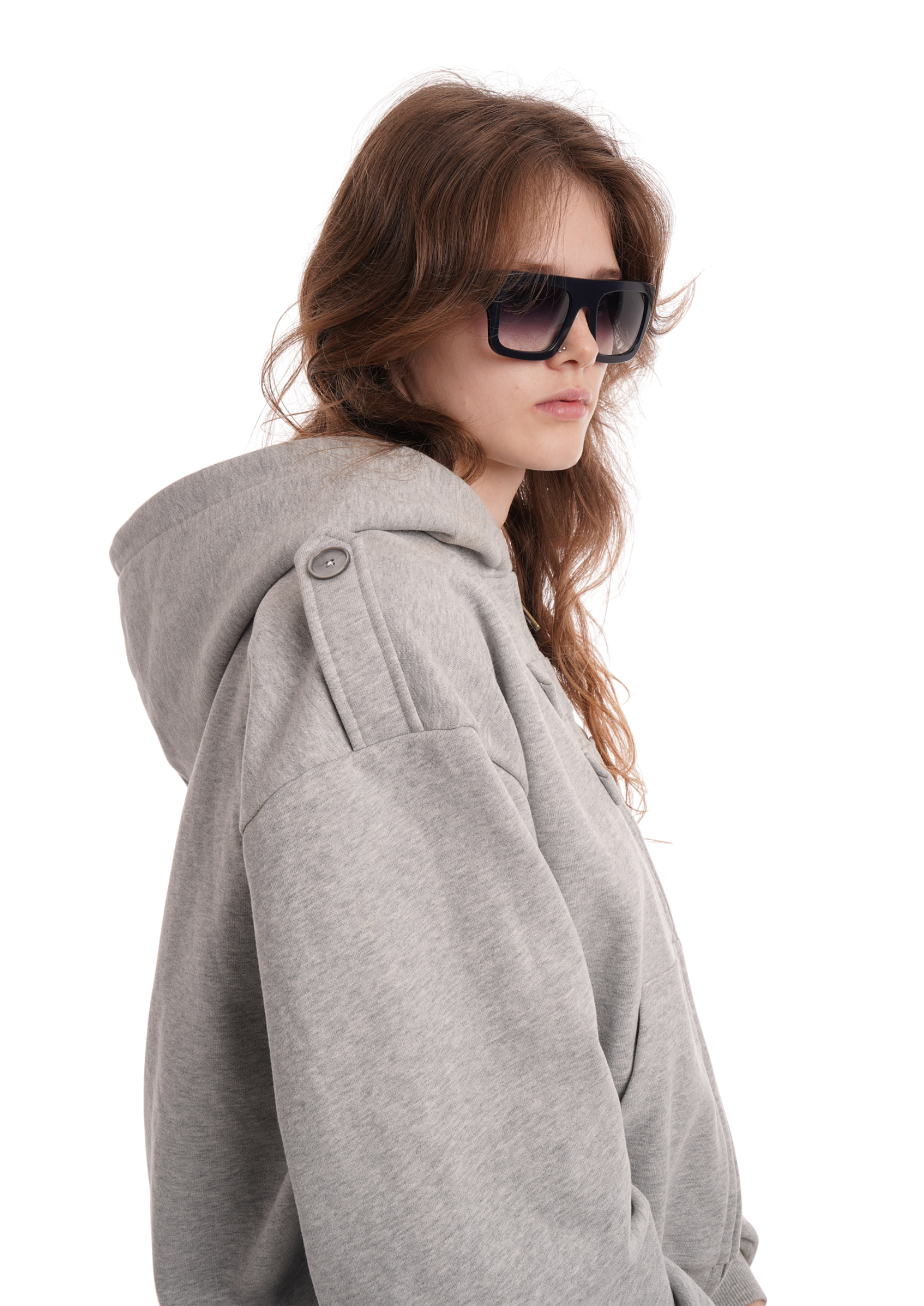COVER HOODIE IN GREY MARL