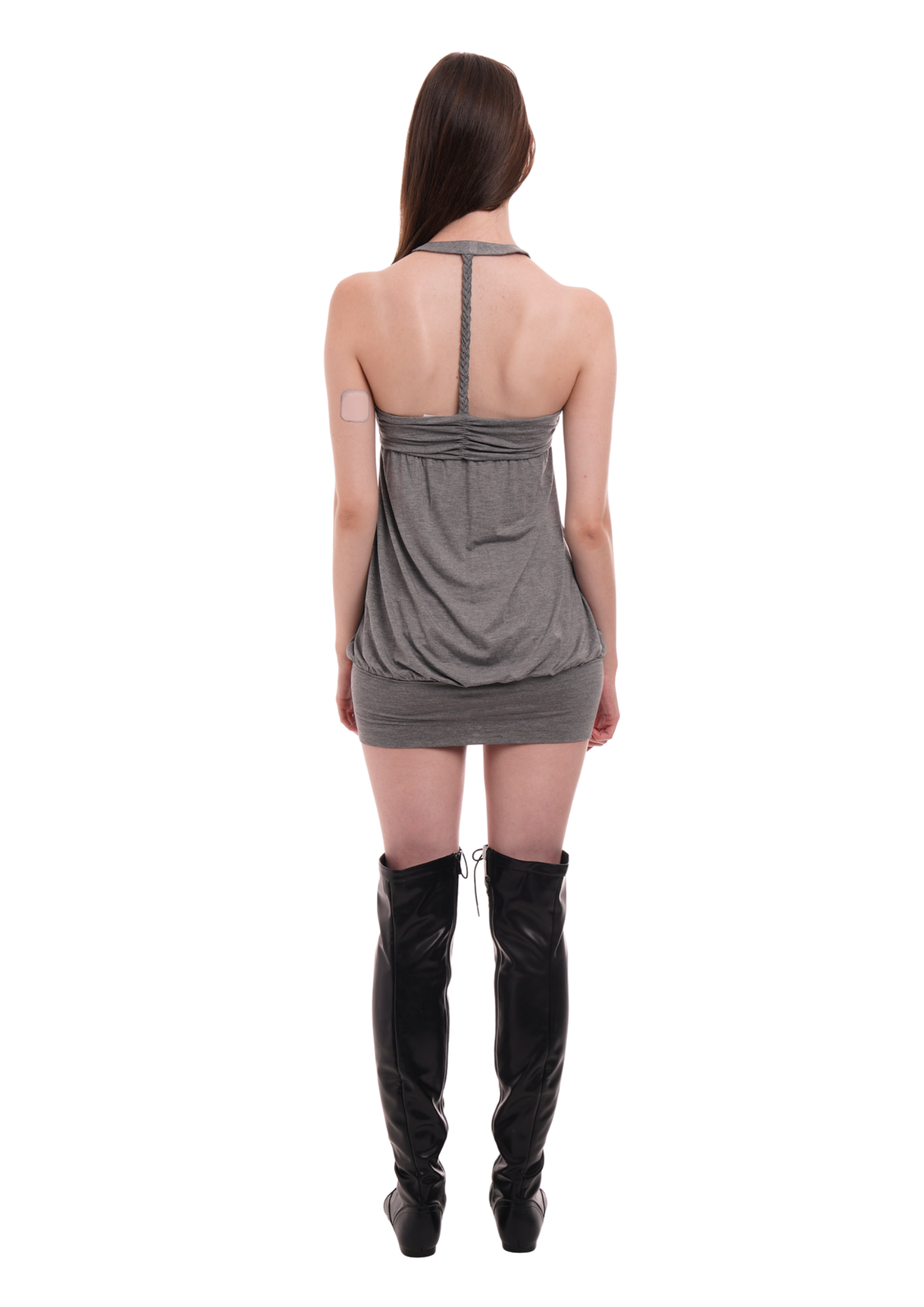 TWIST DRESS IN MID GREY