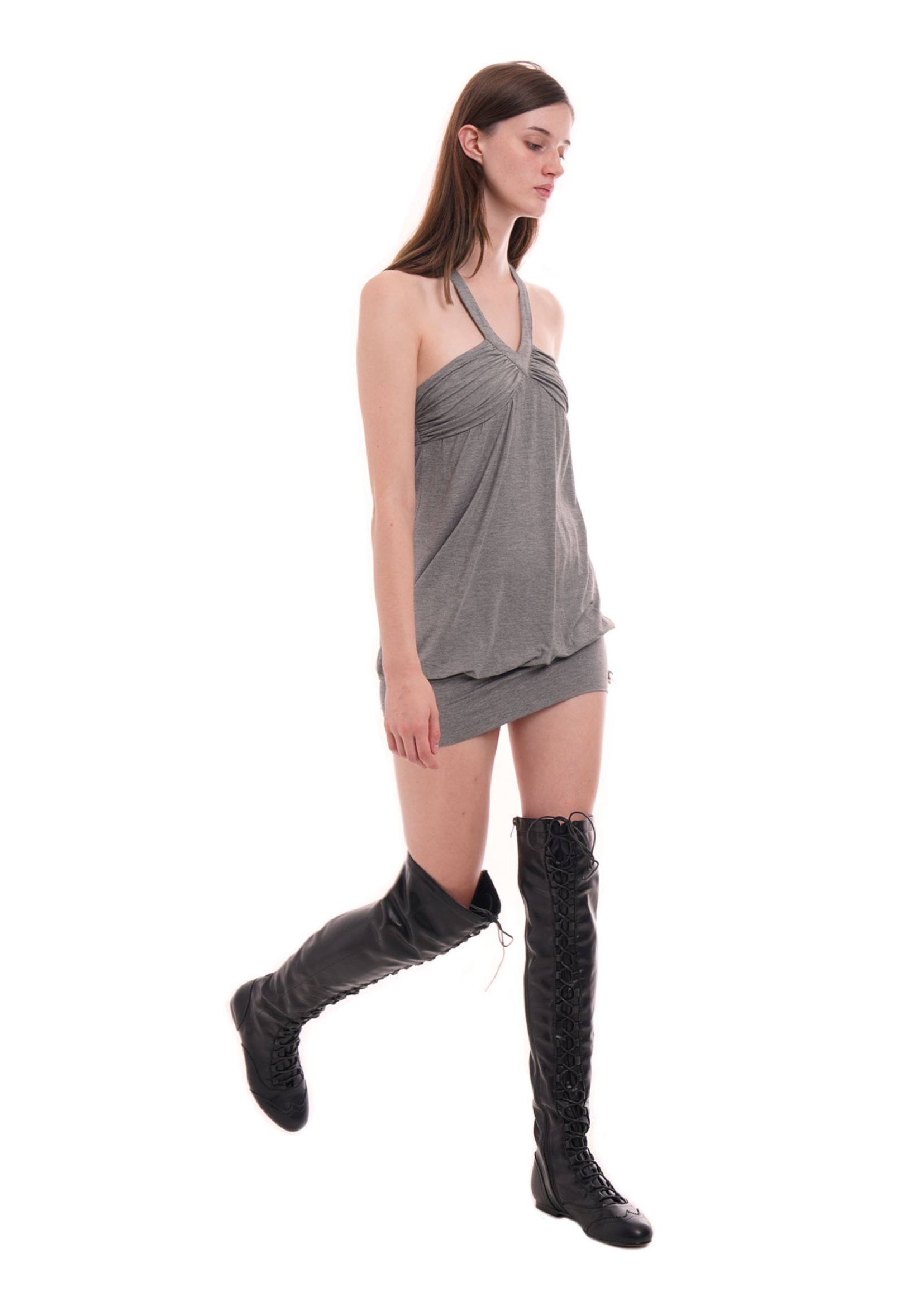 TWIST DRESS IN MID GREY