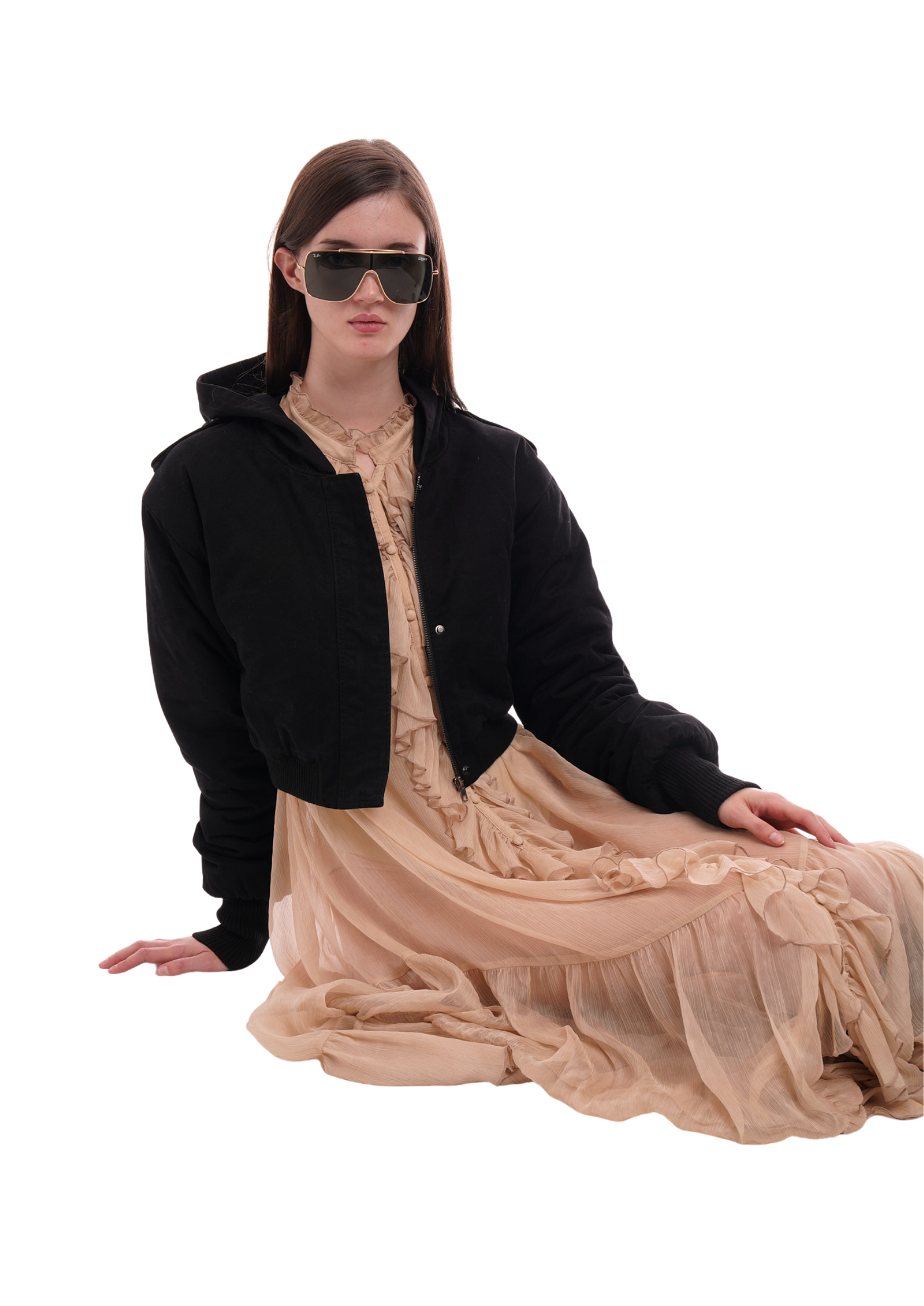 CAP CROP JACKET IN WORN BLACK