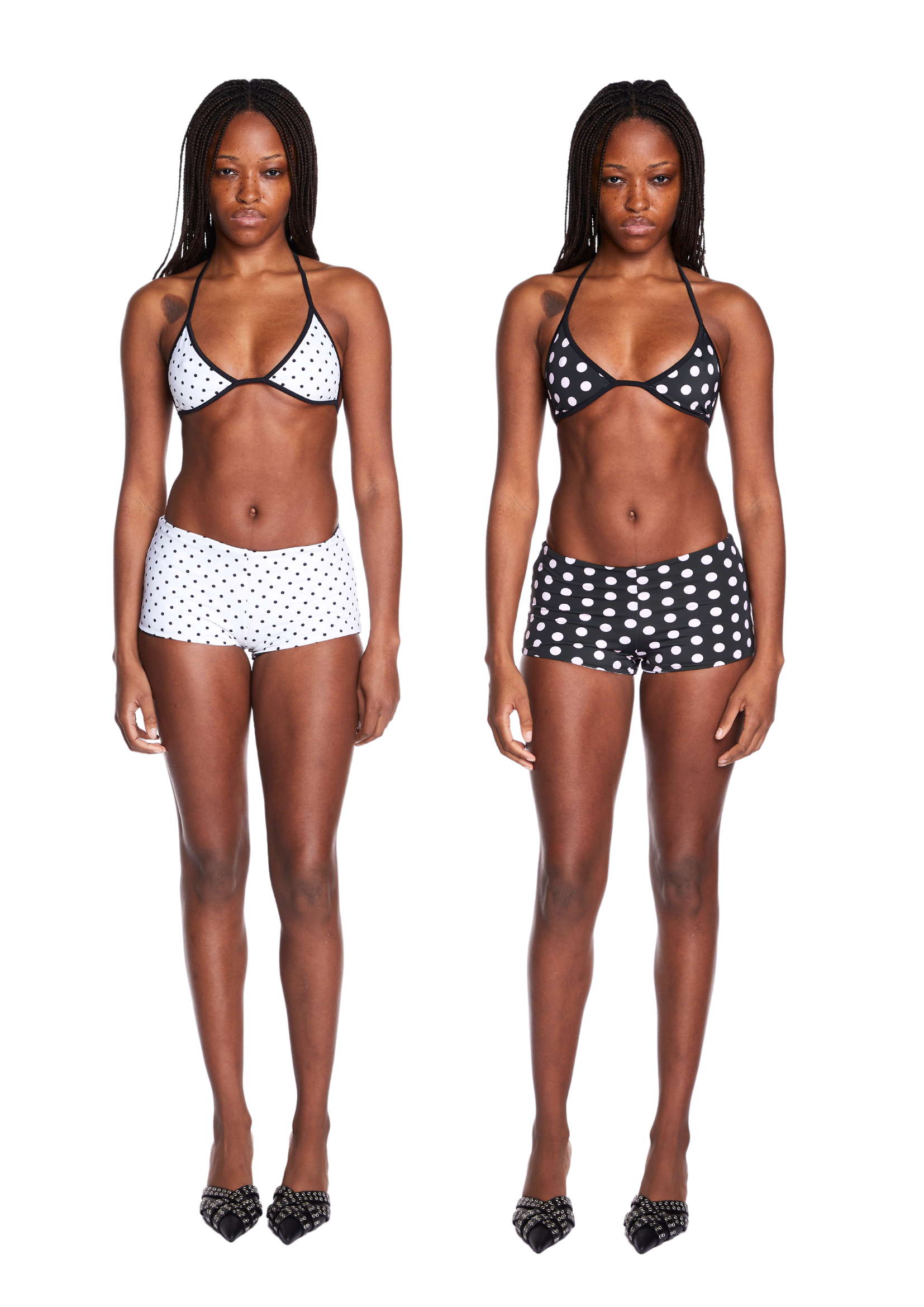 POLKA BOOTY SHORTS IN REVERSE BLACK & WHITE