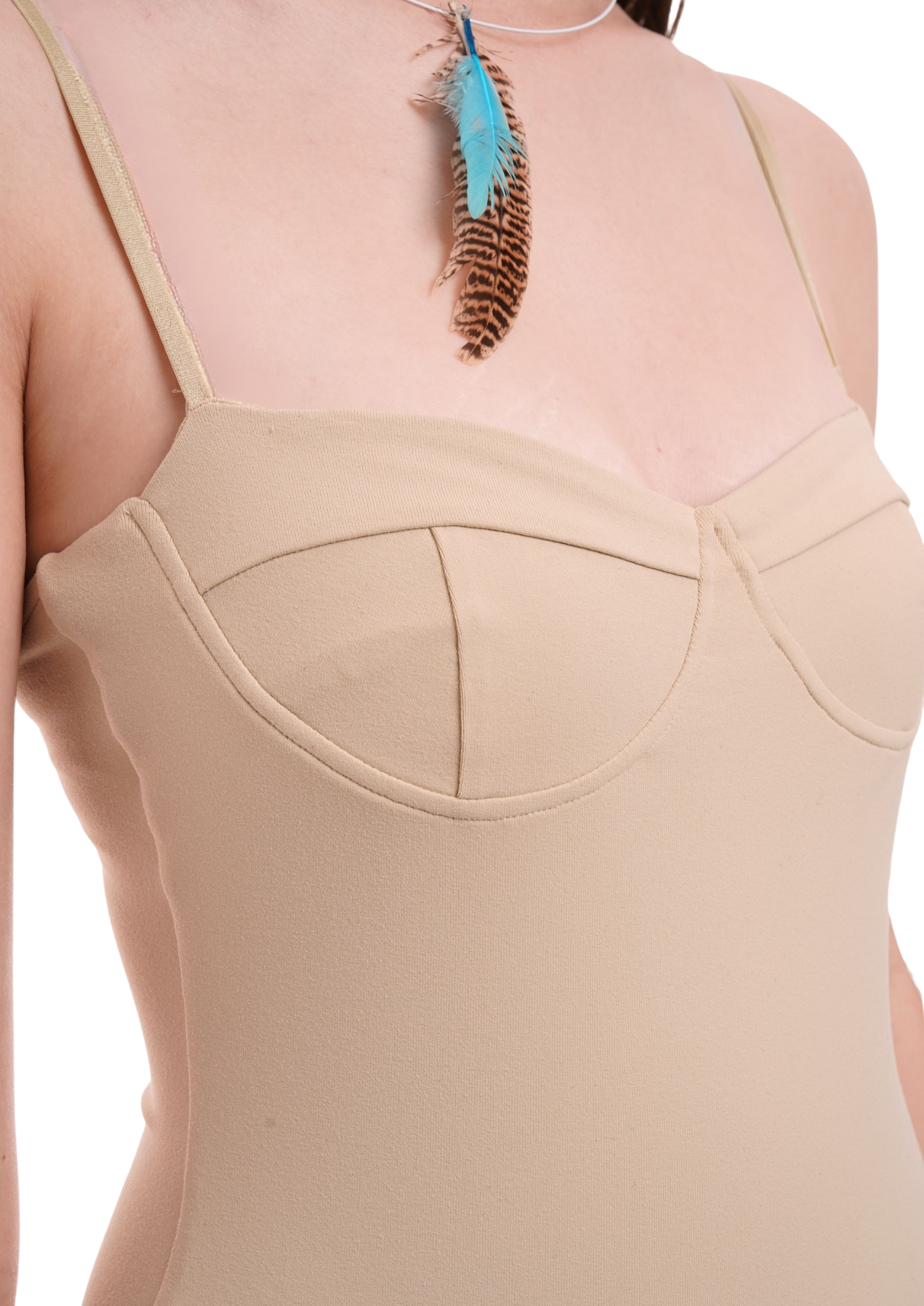 THE PLUNGE BODYSUIT IN LIGHT TAUPE