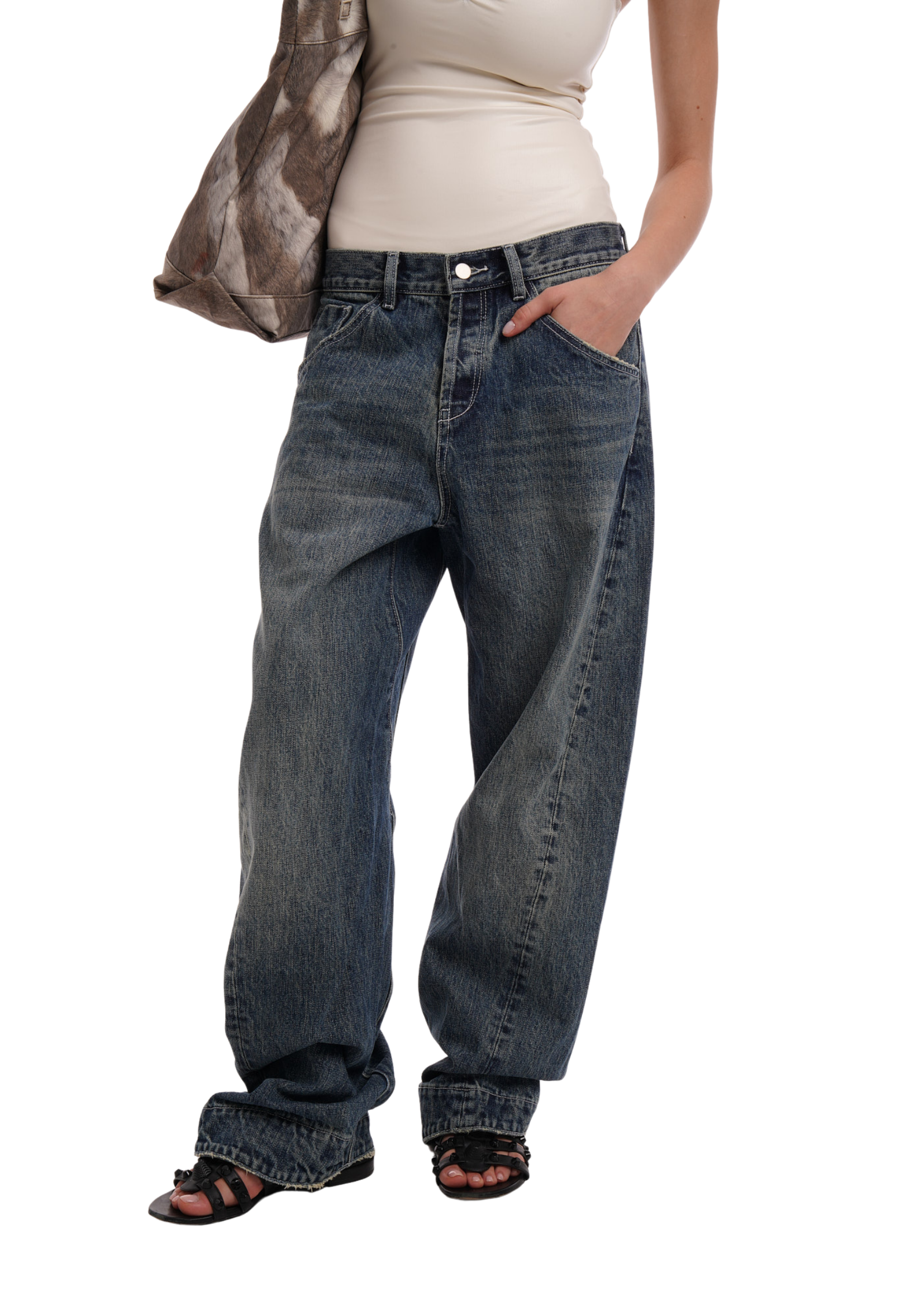 CONVEX LOW WAIST JEANS IN LIGHT WASH