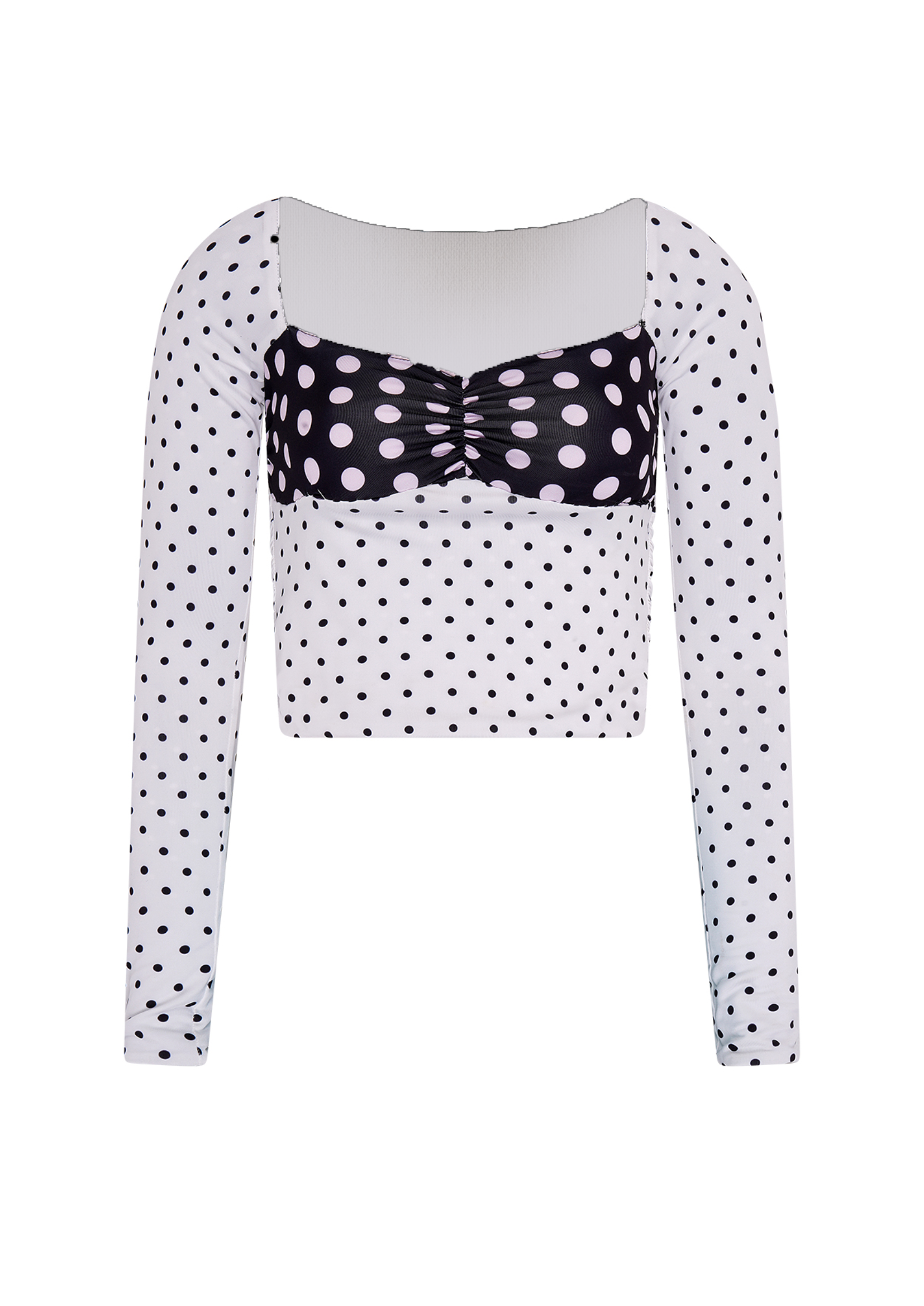 POLKA LONG SLEEVE TOP IN BLACK & WHITE