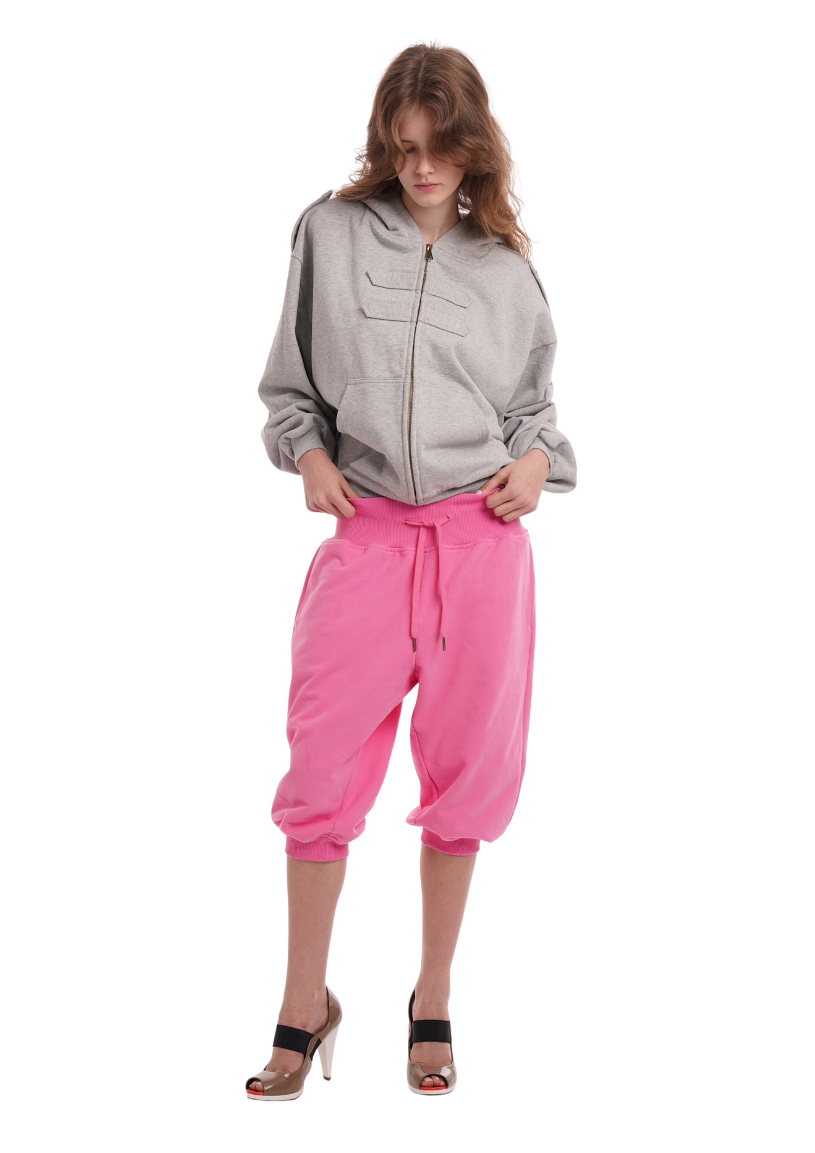SWEATS SET CAPRIS IN WORN ROSIE PINK
