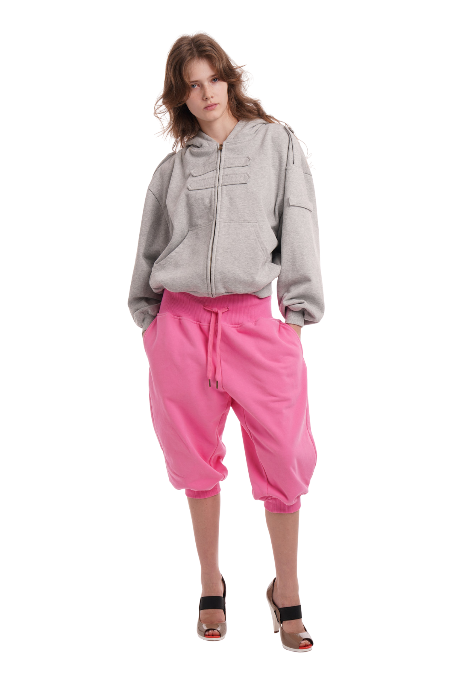SWEATS SET CAPRIS IN WORN ROSIE PINK