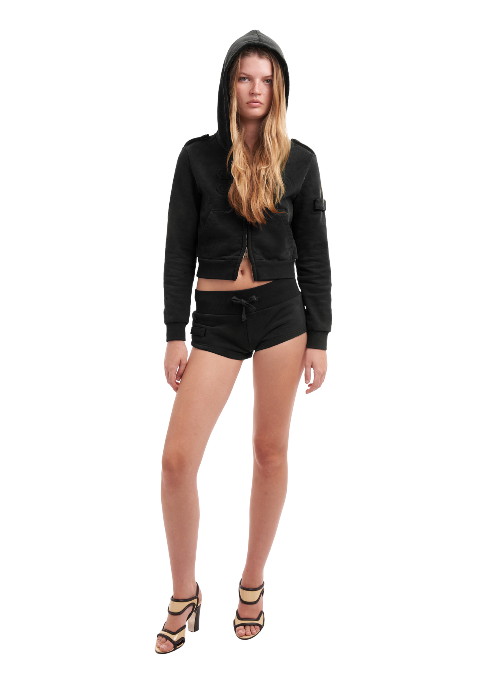 UTILITY BOOTY SHORTS IN BLACK