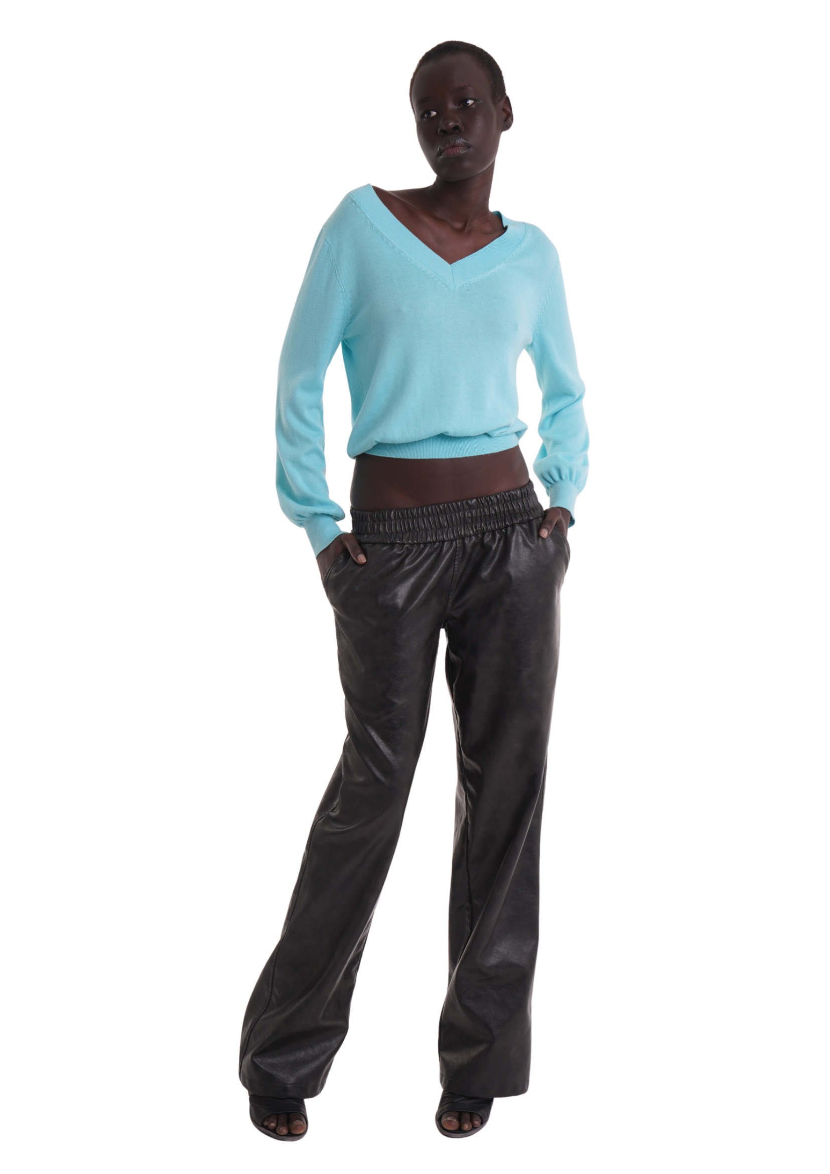 ELASTIC FAUX LEATHER TROUSERS