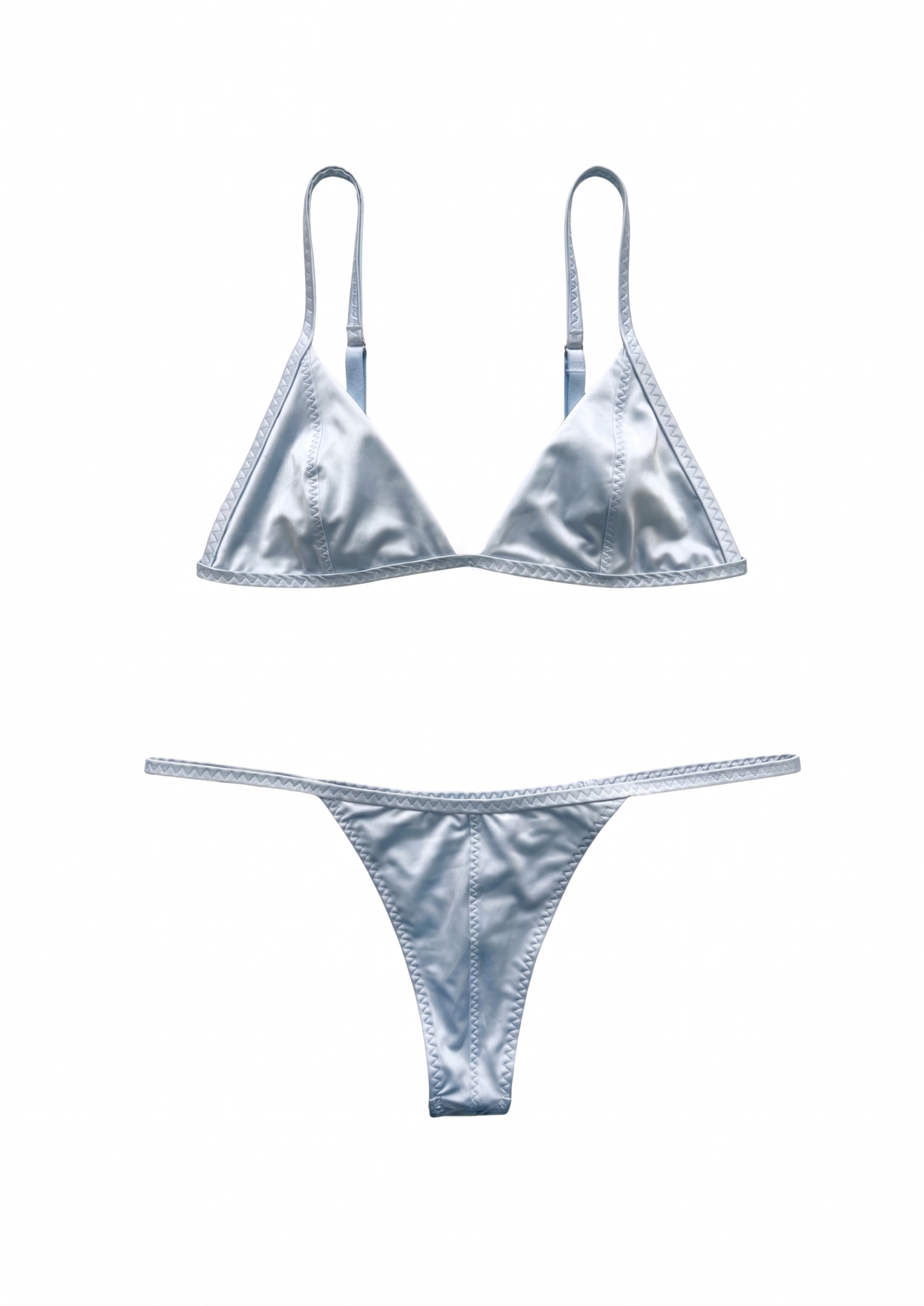 THE DEL SATIN BIKINI IN ICE BLUE
