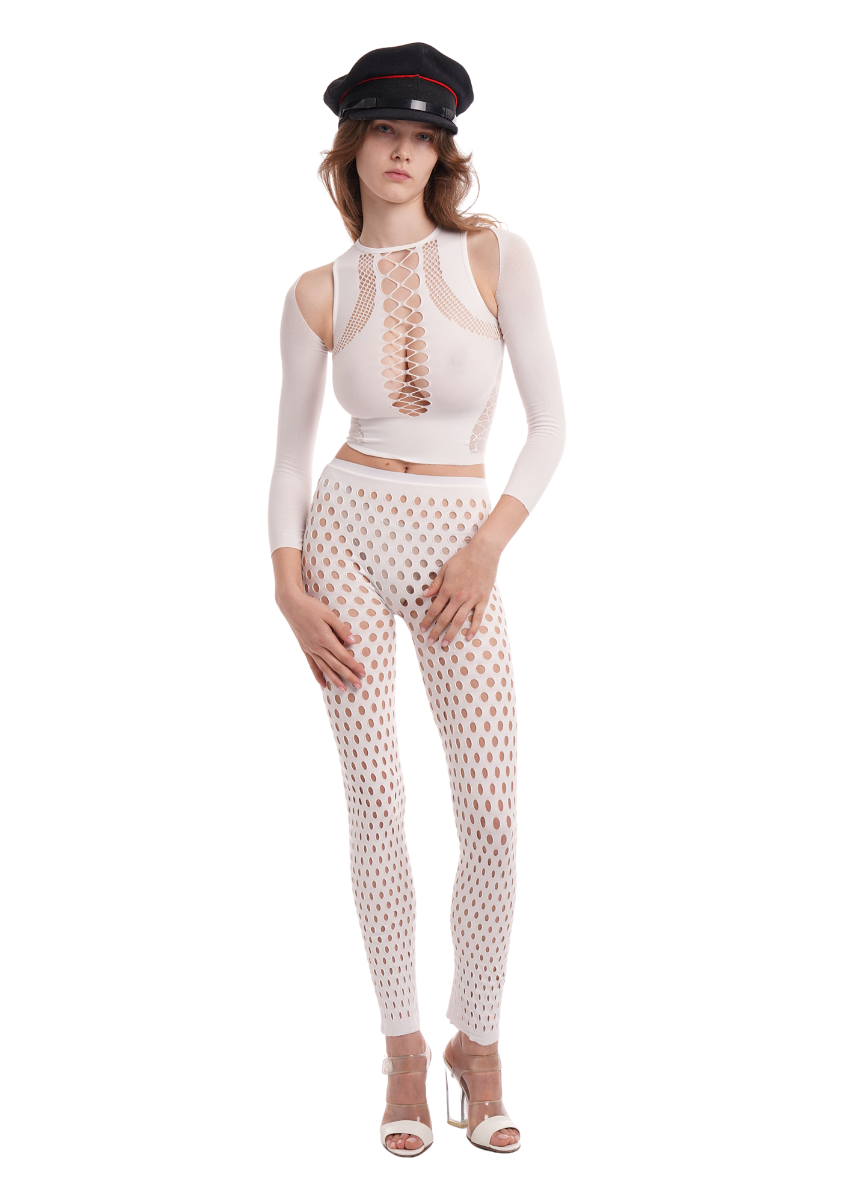 SHAPEWEAR STRETCH TOP & SLEEVES IN WHITE