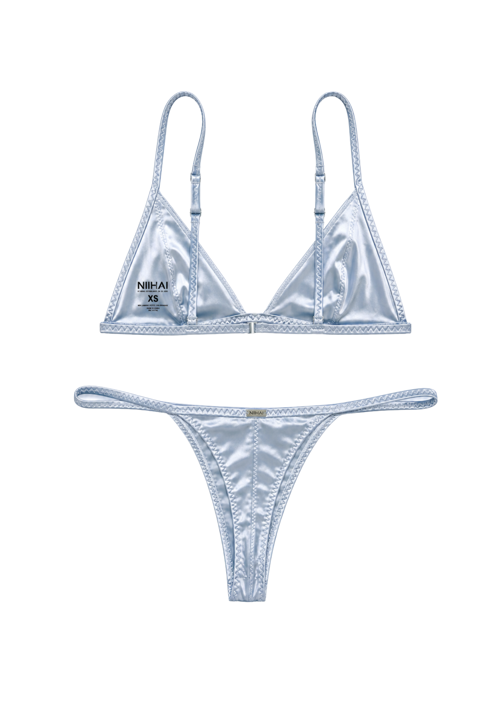 THE DEL SATIN BIKINI IN ICE BLUE