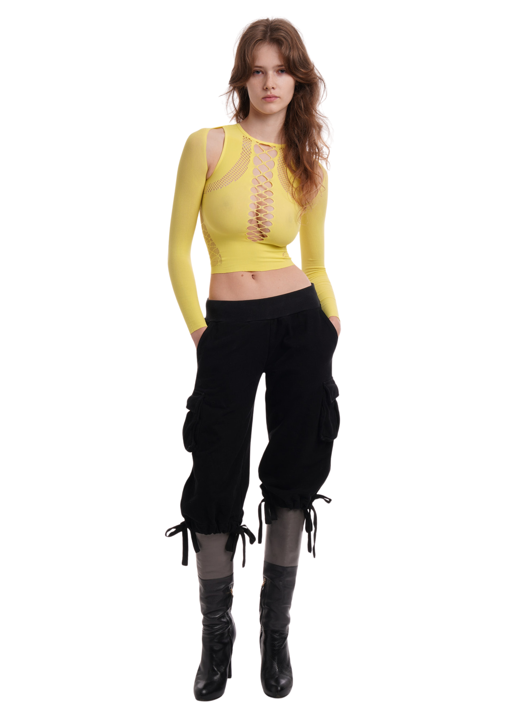 SHAPEWEAR STRETCH TOP & SLEEVES IN YELLOW