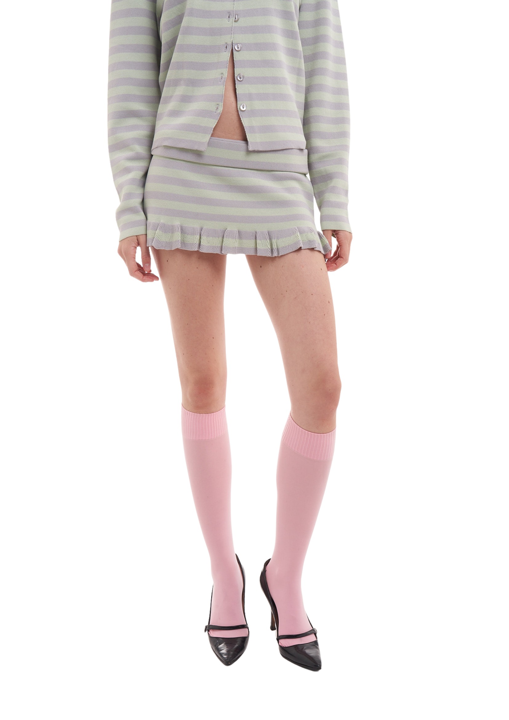 ASHLEY SKIRT IN MINT & GREY STRIPES