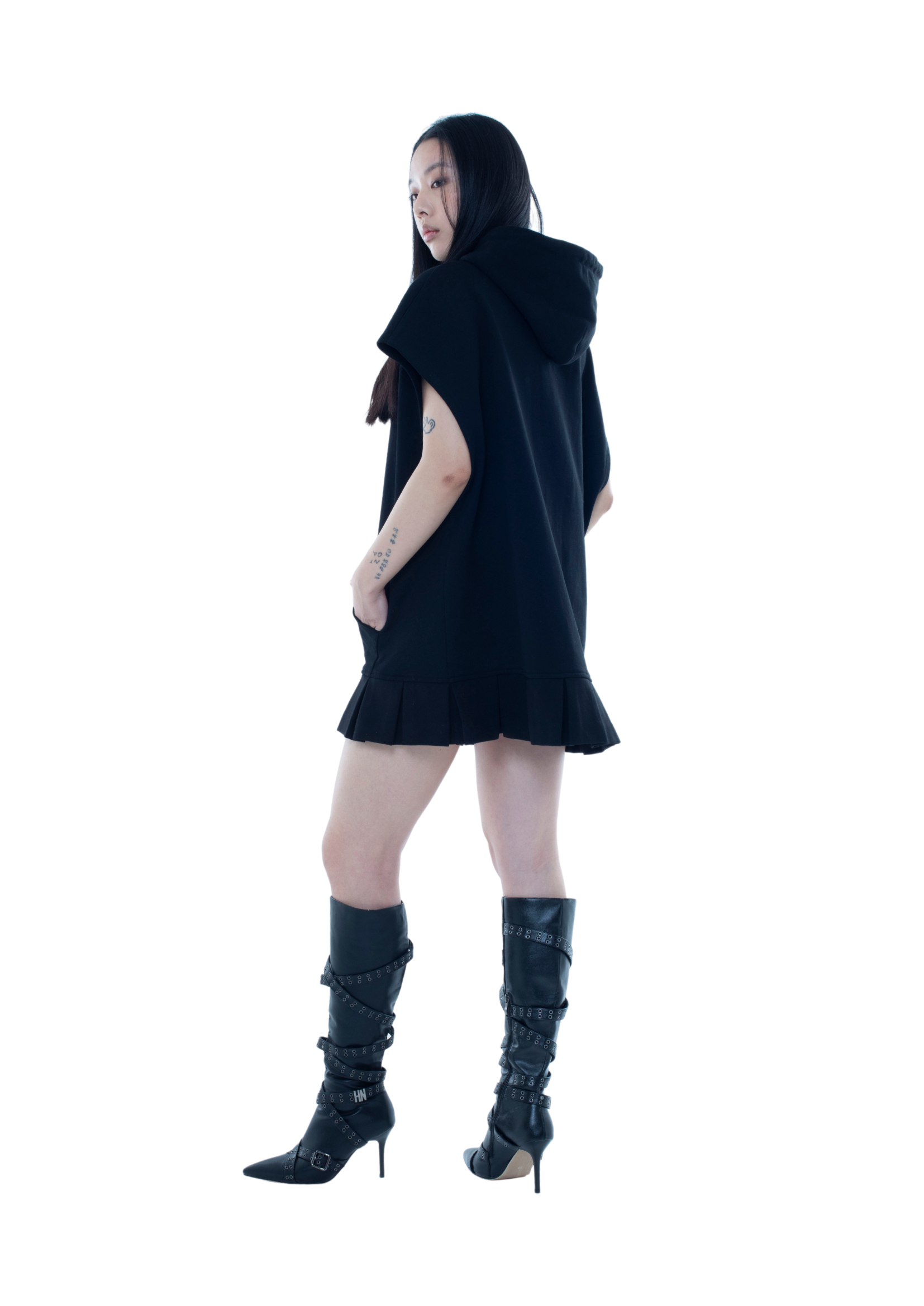 SLEEVELESS HOODIE DRESS