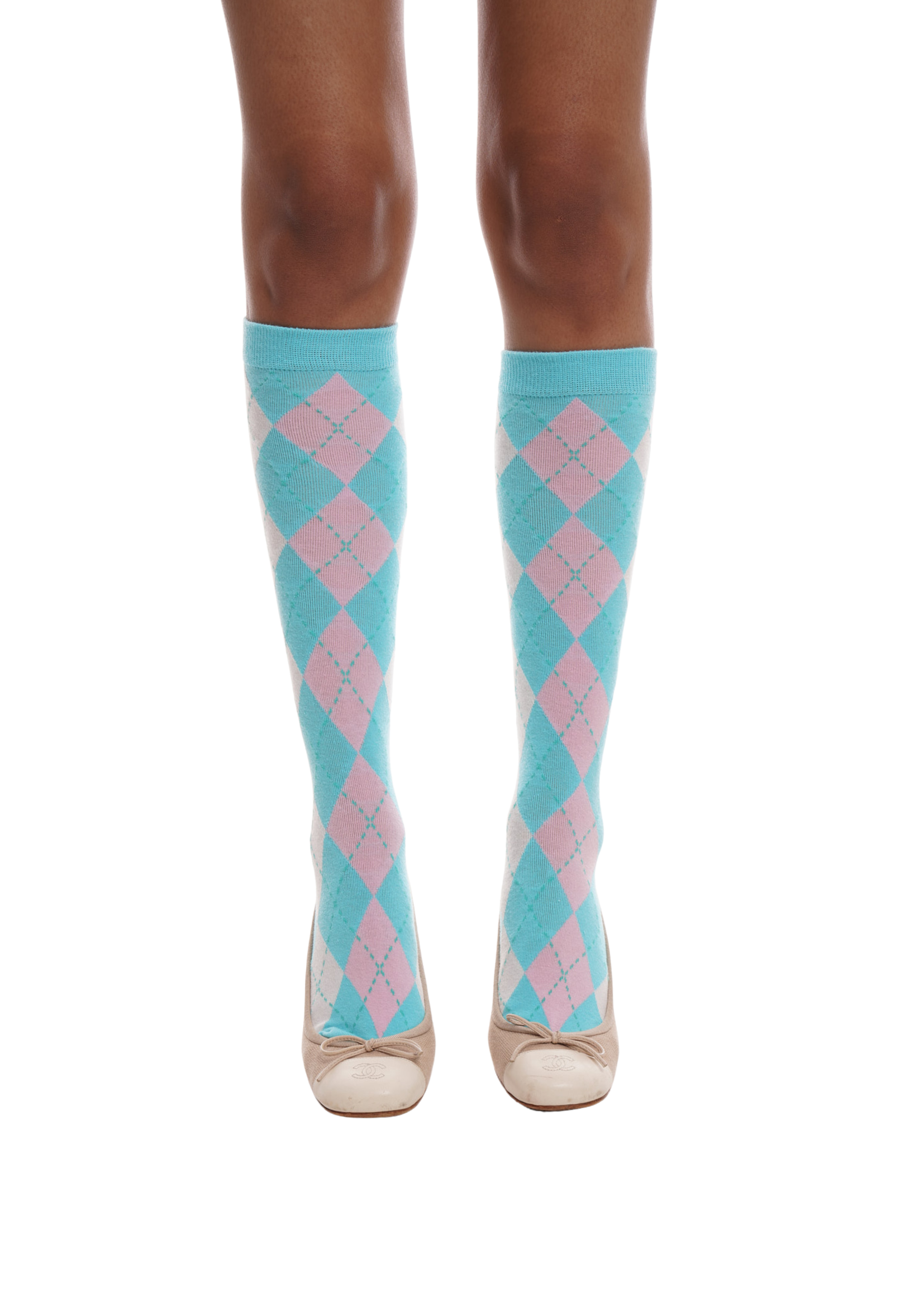 ARGYLE SOCKS IN BLUE & PINK