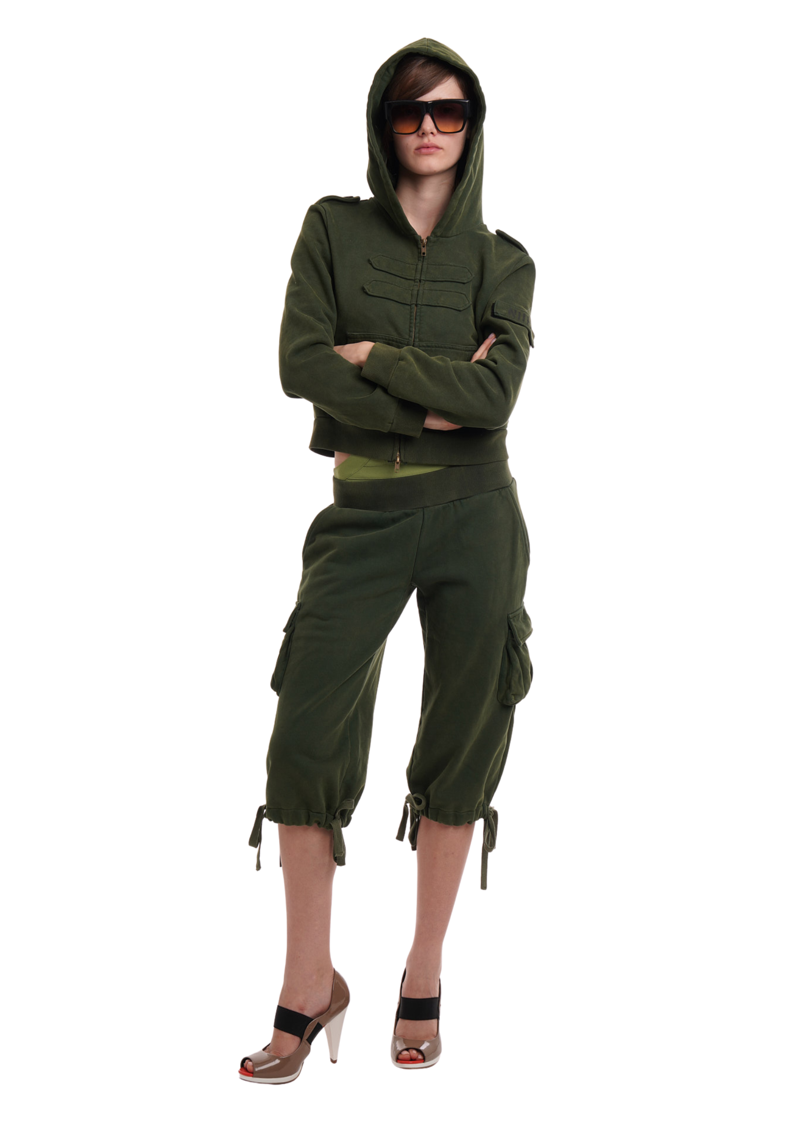 UTILITY TRACK CAPRIS IN MILITARY GREEN