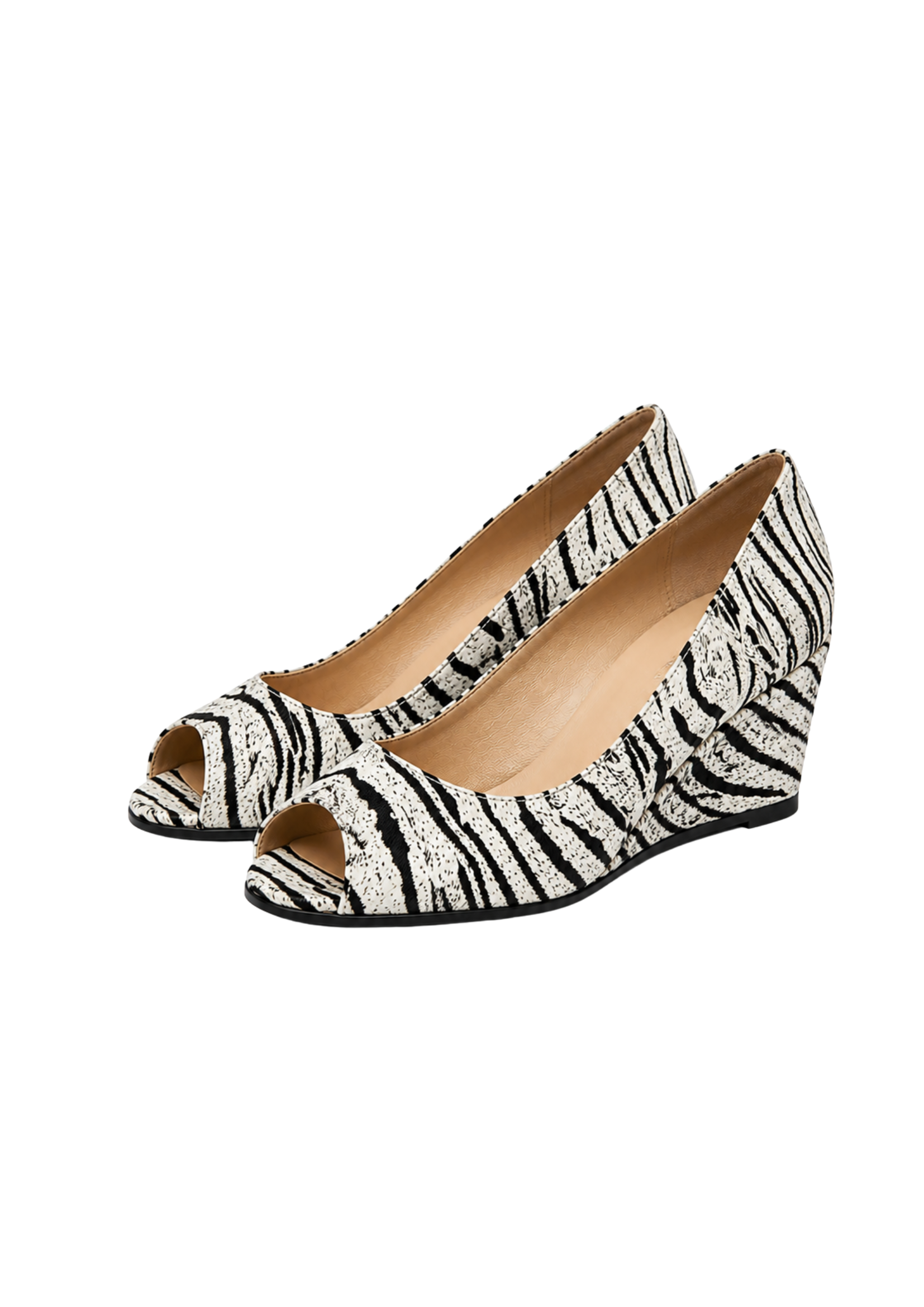 OPEN TOE MULE WEDGE IN ZEBRA