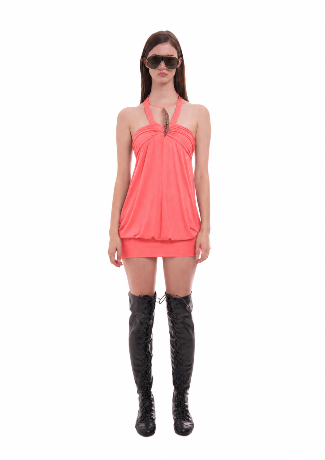TWIST DRESS IN CORAL